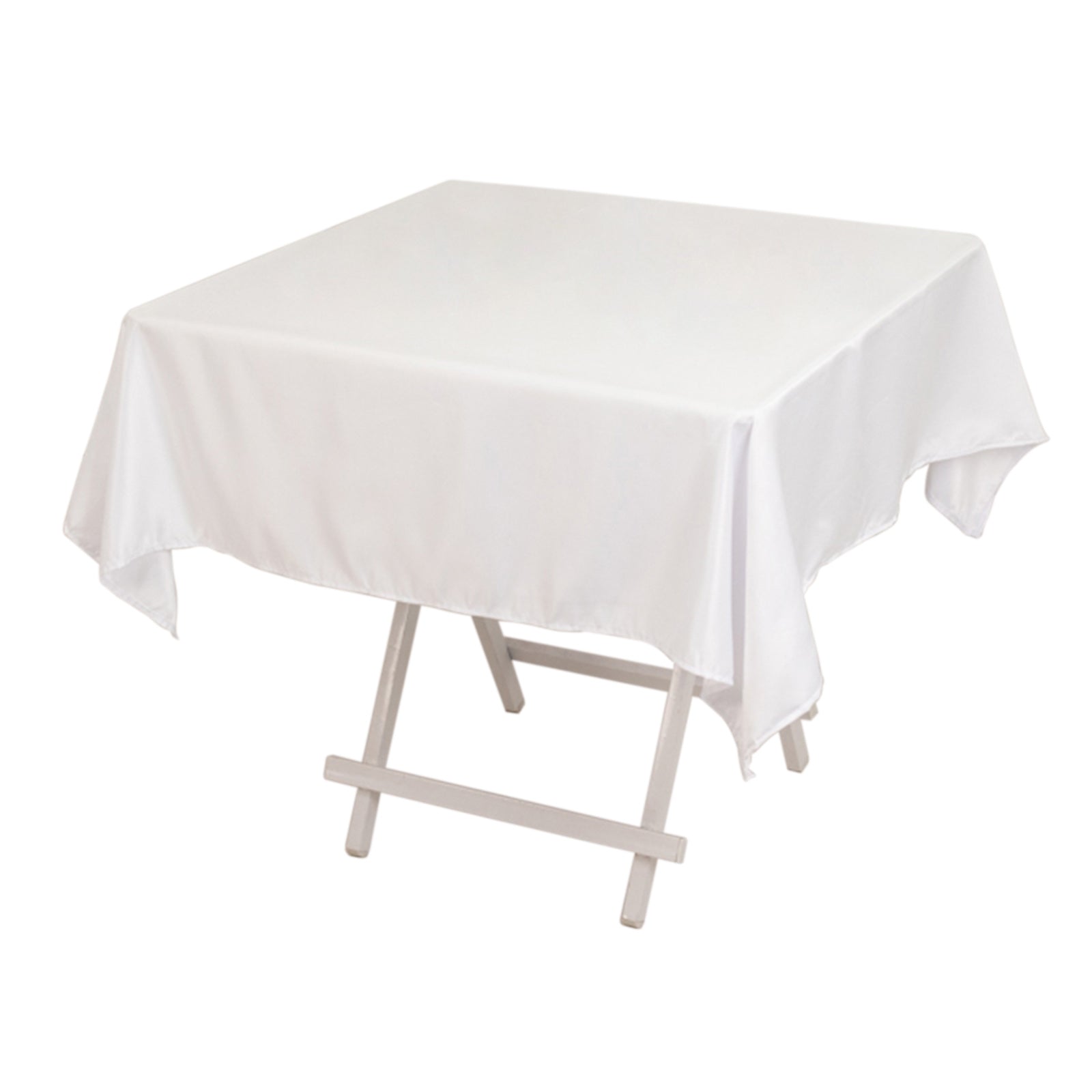 Lamour Satin 54x54 Square Tablecloth White - Durable & Silk-Like Table Cover for Weddings & Parties