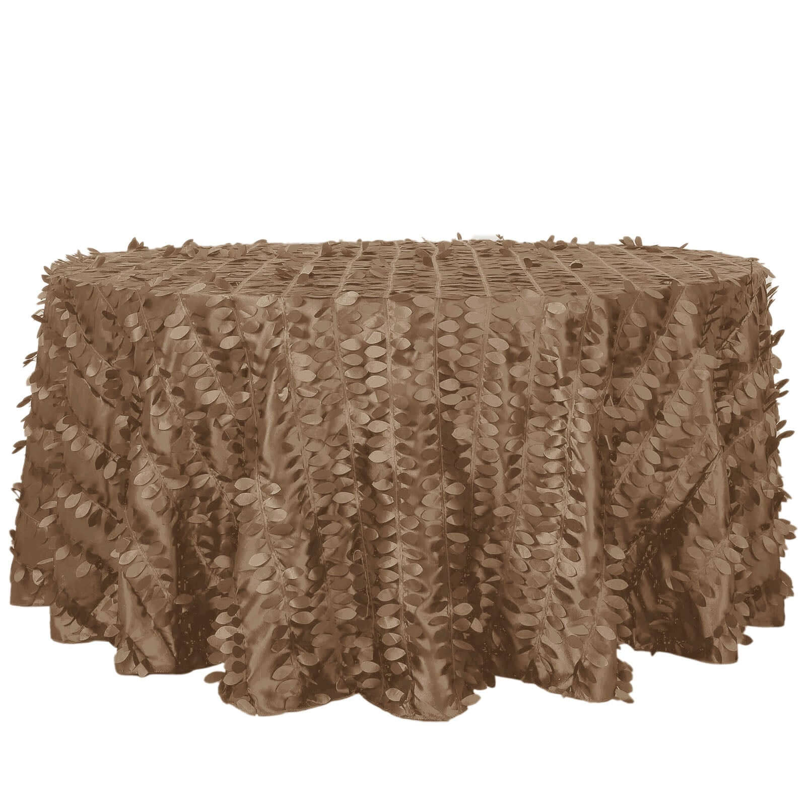 Taffeta 120 Round Tablecloth Taupe Leaf | 3D Leaf Petal Design Seamless Table Cover