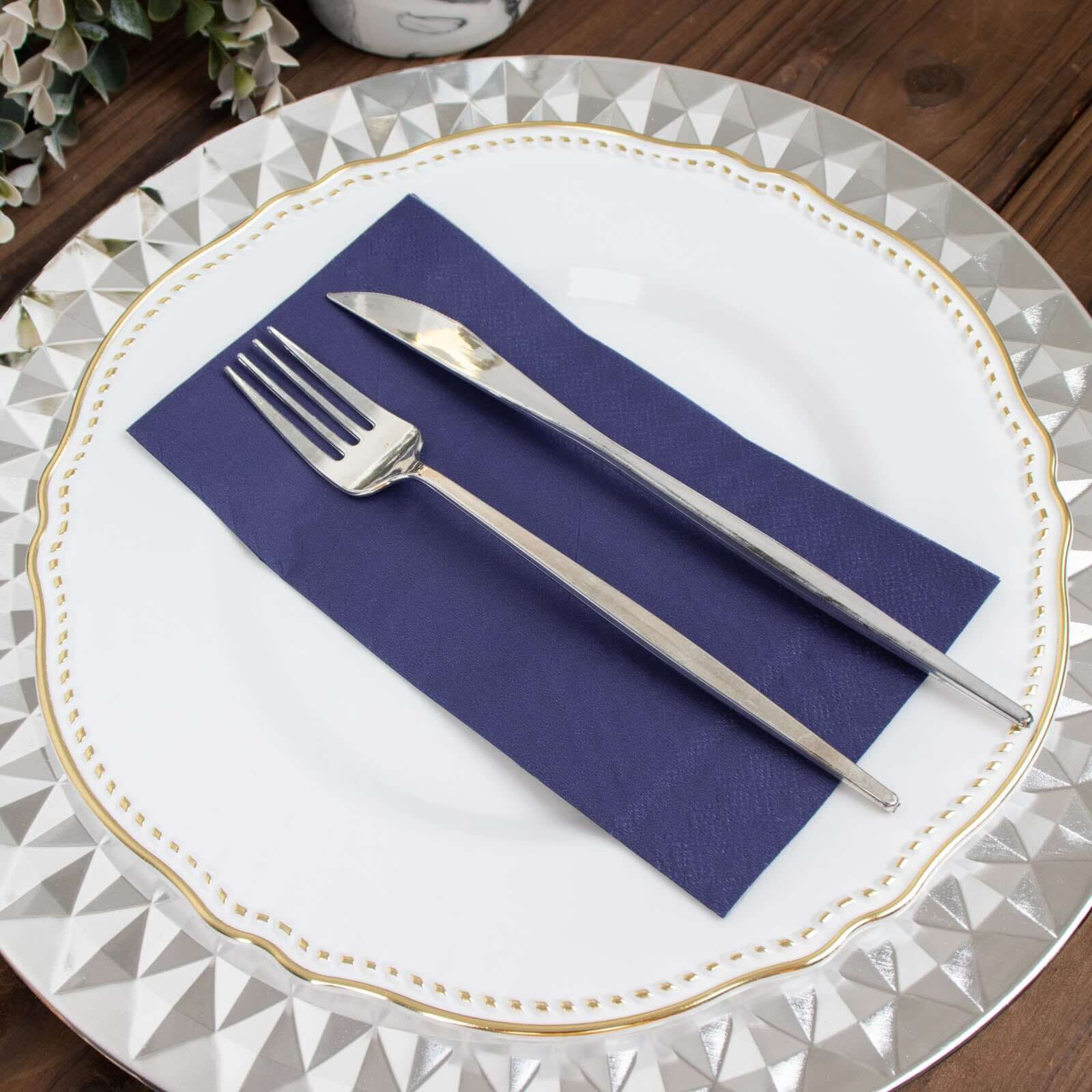 50-Pack Paper Napkins Soft Navy Blue - Disposable 2-Ply Cocktail and Beverage Napkins for Weddings