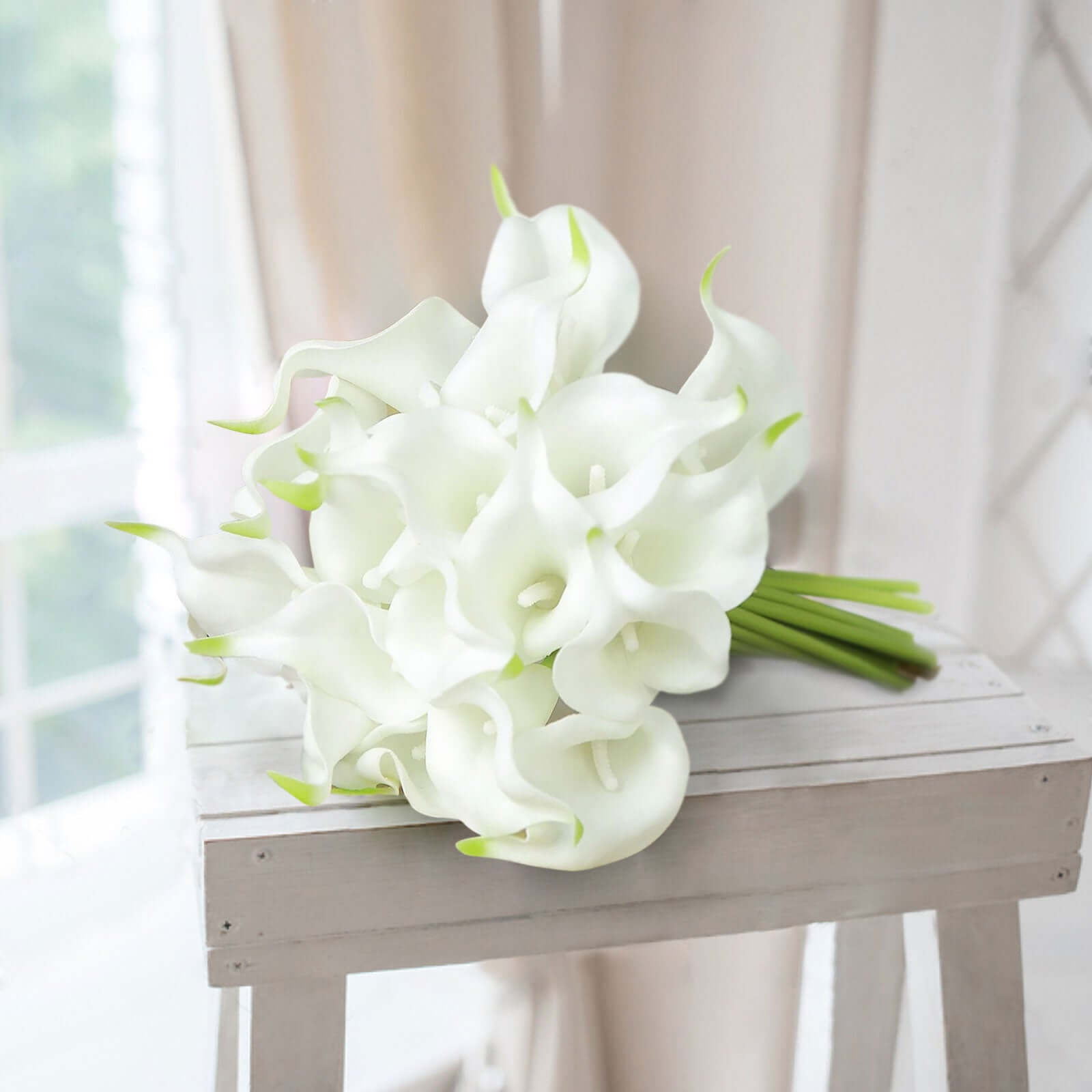 20 Stems 14 White Artificial Poly Foam Calla Lily Flowers