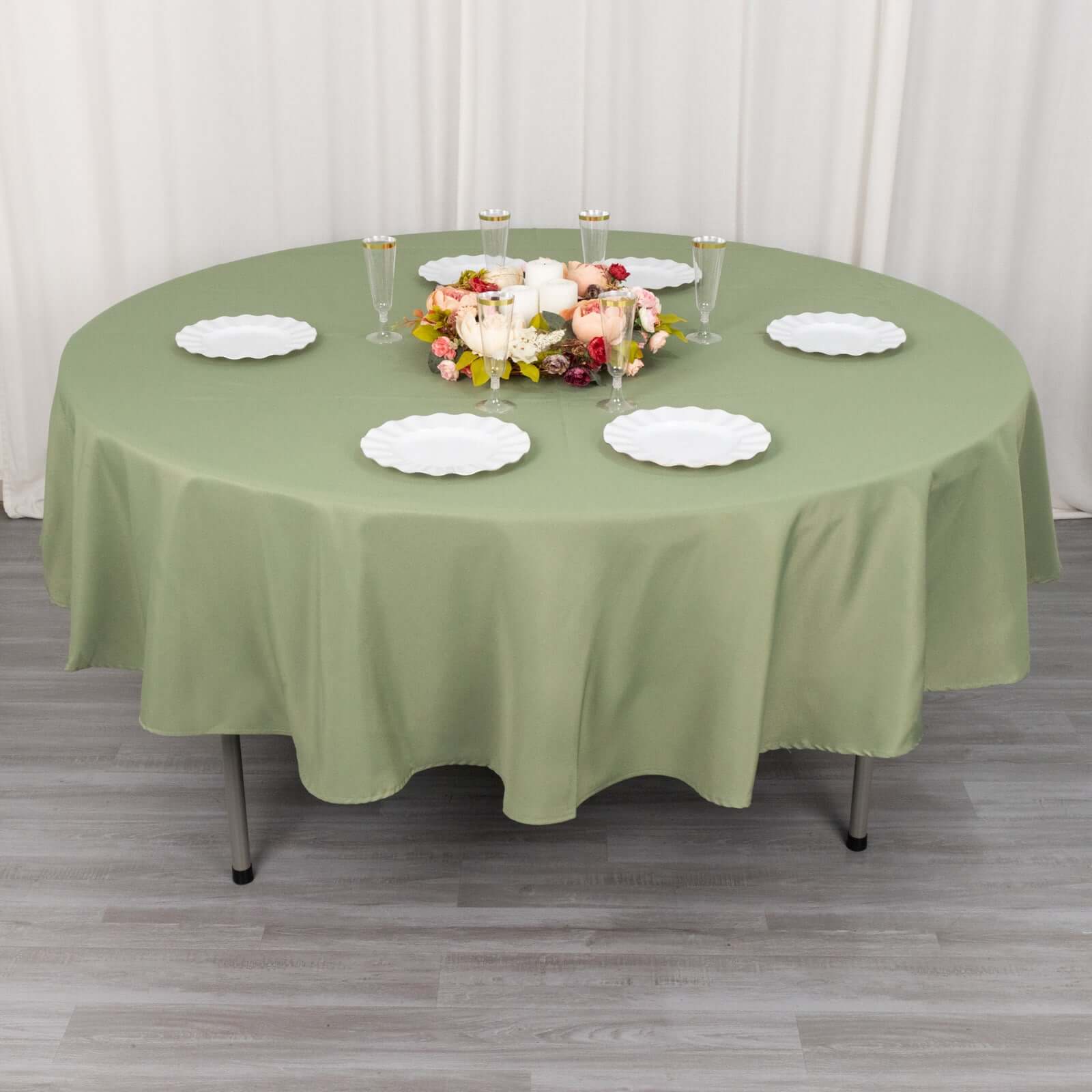 Premium Polyester 90 Round Tablecloth Dusty Sage Green - Stain and Wrinkle-Resistant Design with 220GSM Thickness Table Cover