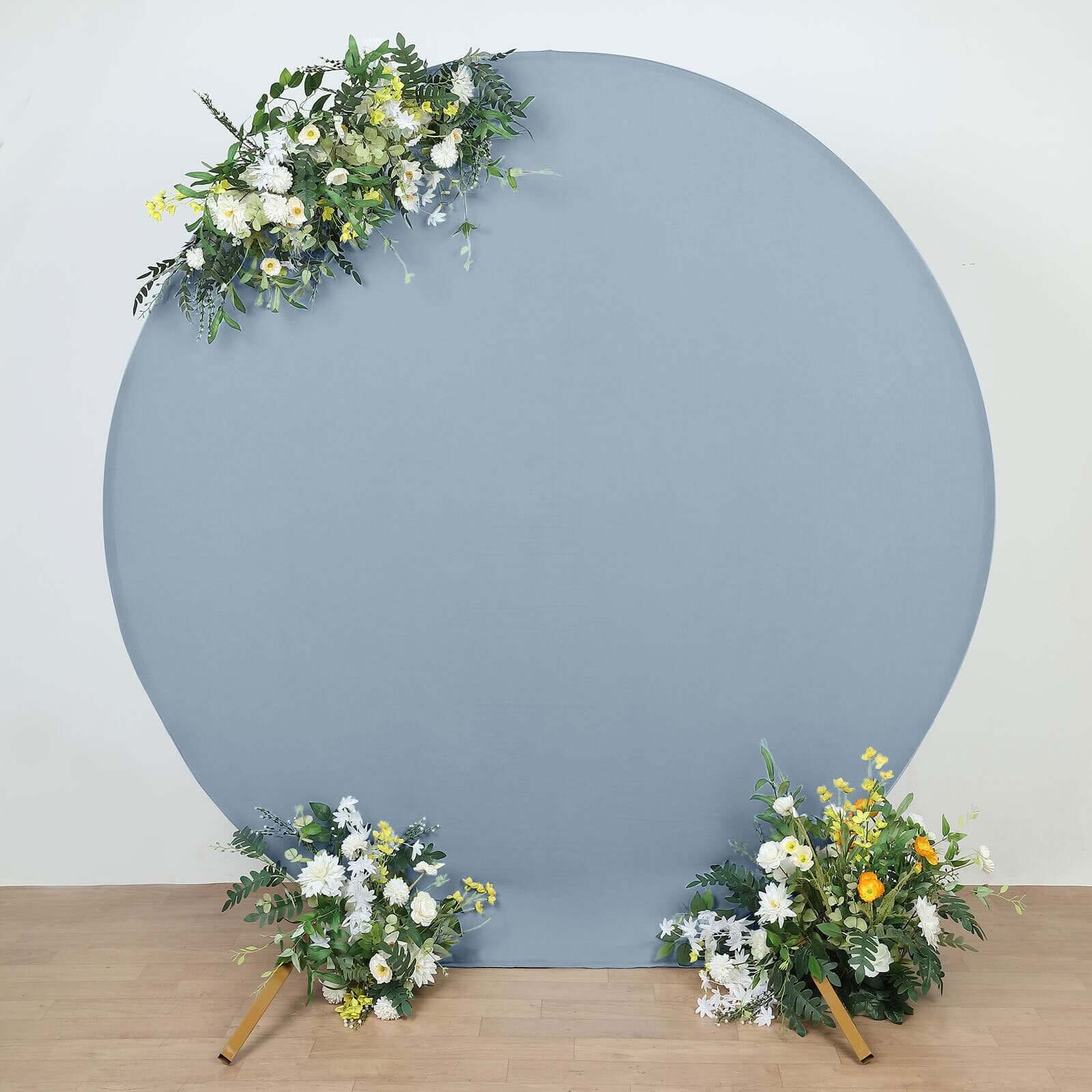 7.5ft Matte Dusty Blue Round Spandex Fit Party Backdrop Stand Cover