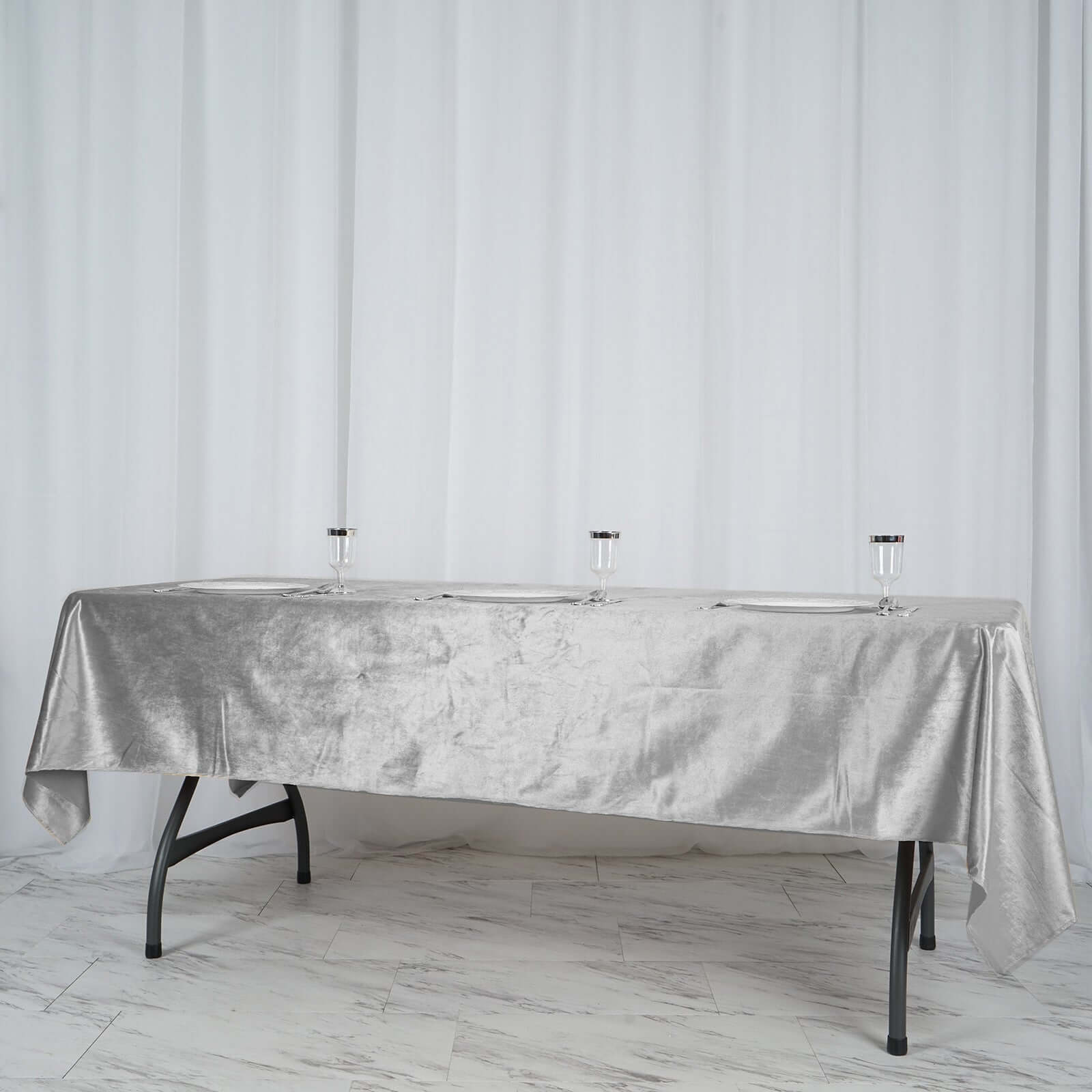 Premium Velvet 60x102 Rectangle Tablecloth Silver - Reusable & Soft Table Cover