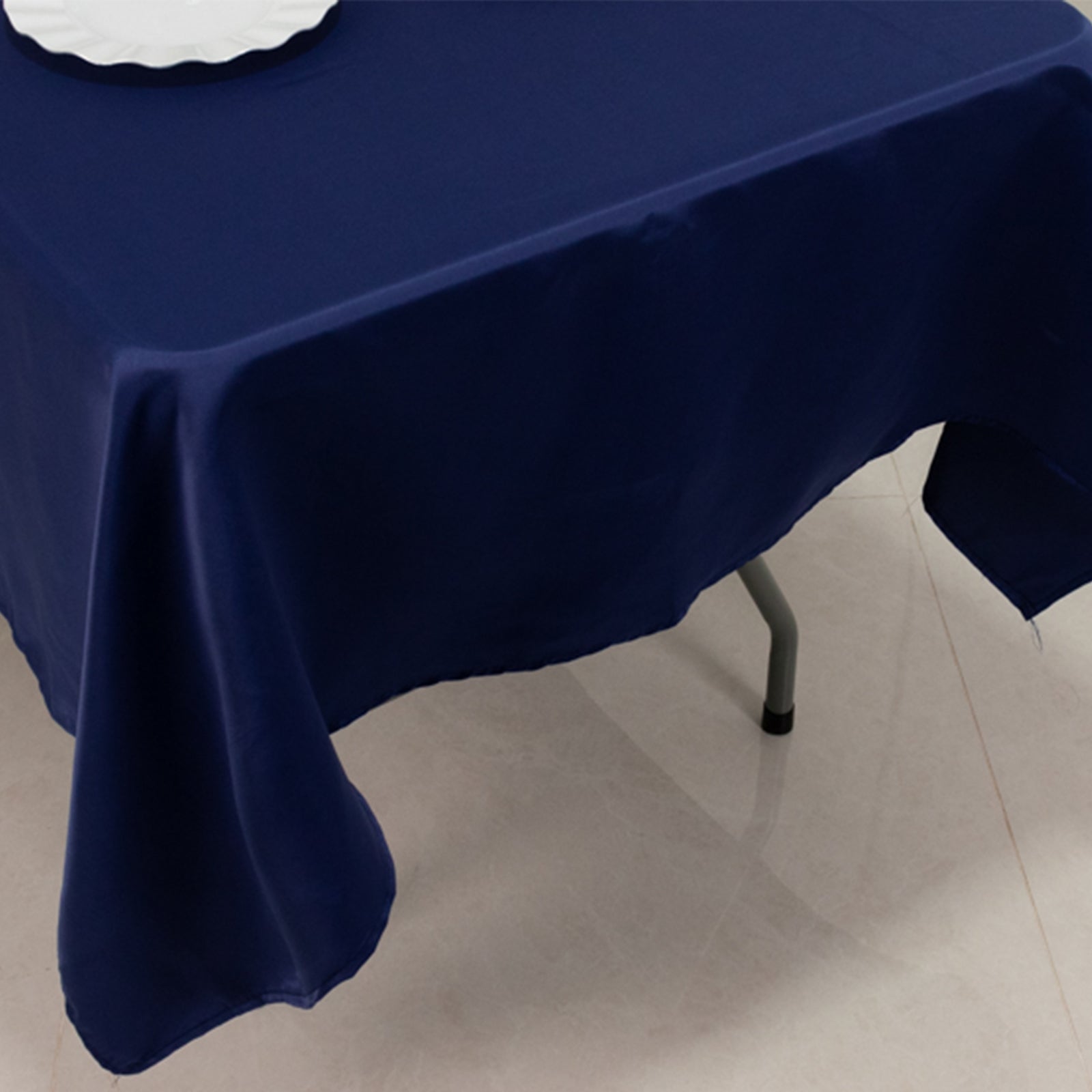 Lamour Satin 60x102 Rectangle Tablecloth Navy Blue - Durable & Silky Soft Feel Table Cover