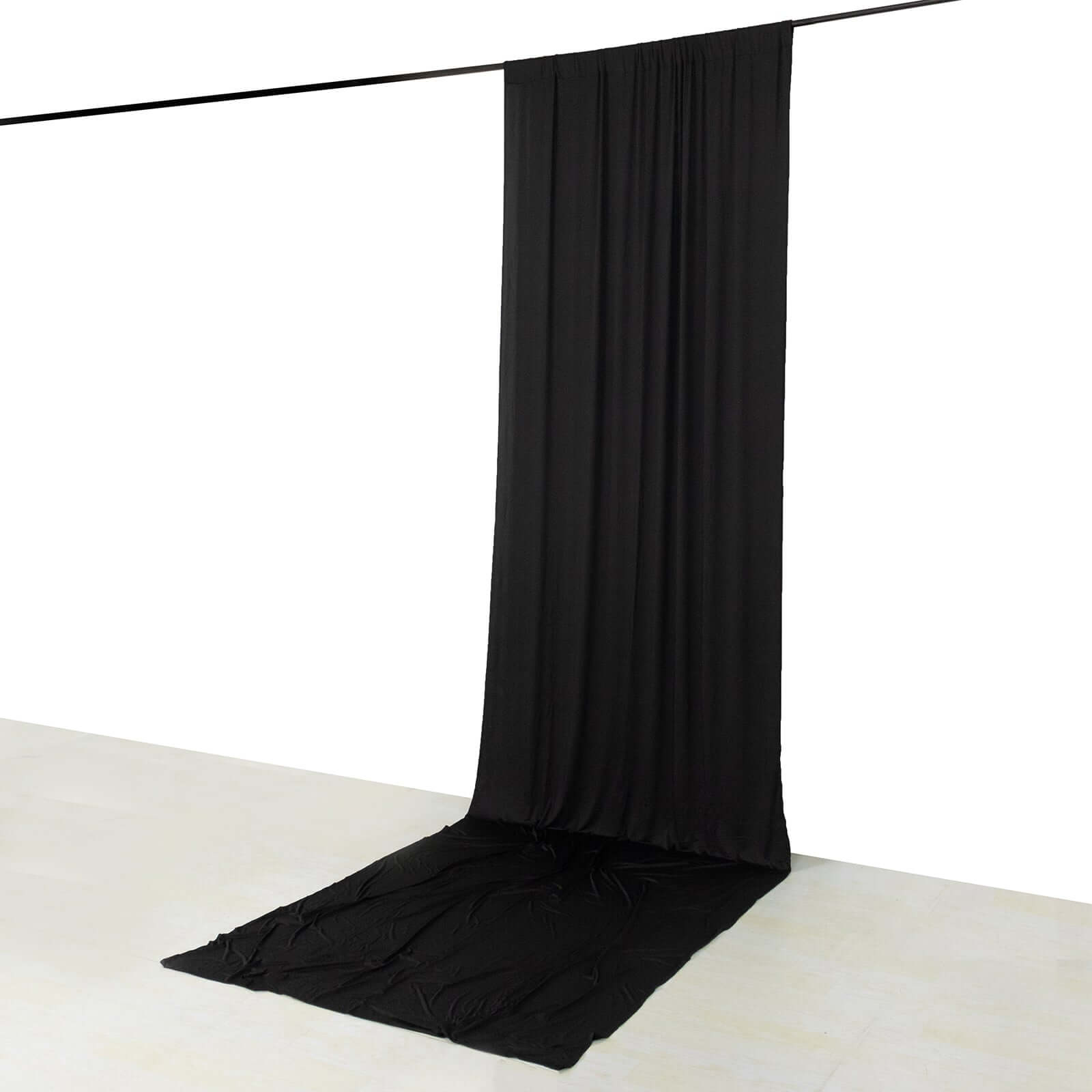 Black 4-Way Stretch Spandex Event Curtain Drapes, Wrinkle Free Backdrop Event Panel with Rod Pockets - 5ftx16ft