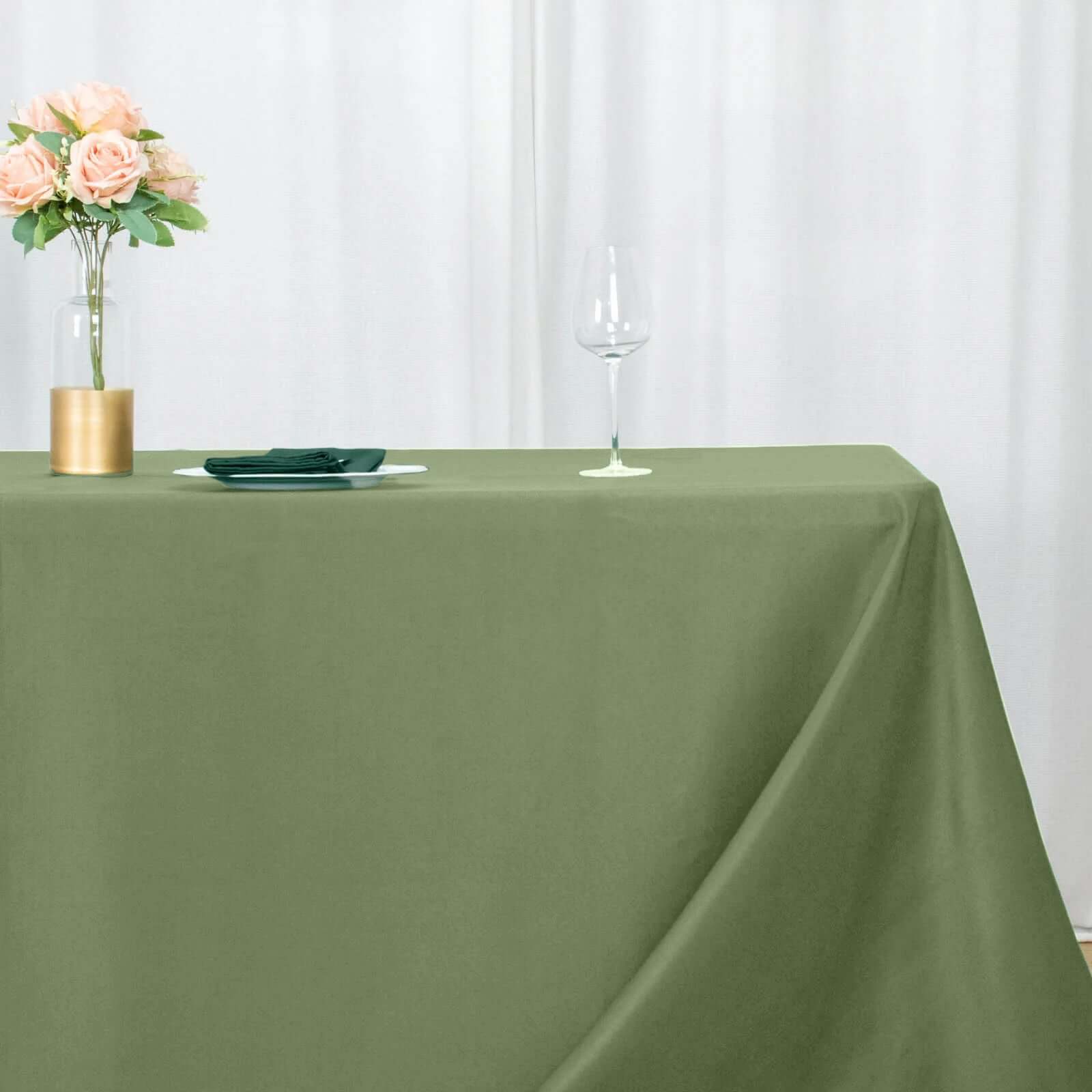 Premium Polyester 90x132 Rectangle Tablecloth Dusty Sage Green - Seamless 220GSM Stain-Resistant Table Cover