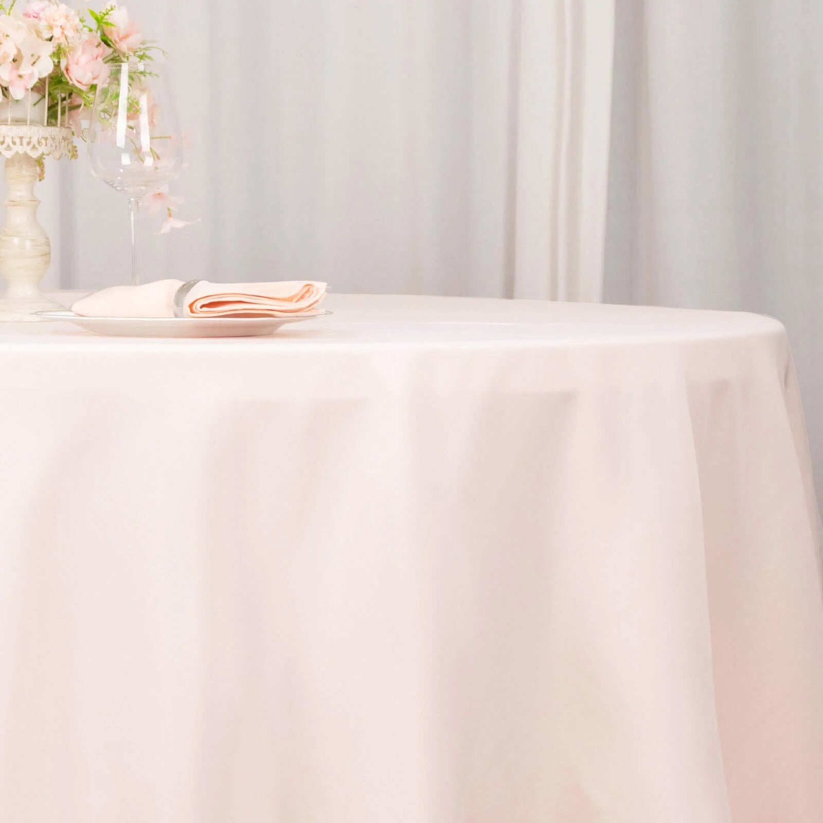 Premium Polyester 132 Round Tablecloth Blush - Seamless 220GSM Wrinkle-Resistant Table Cover