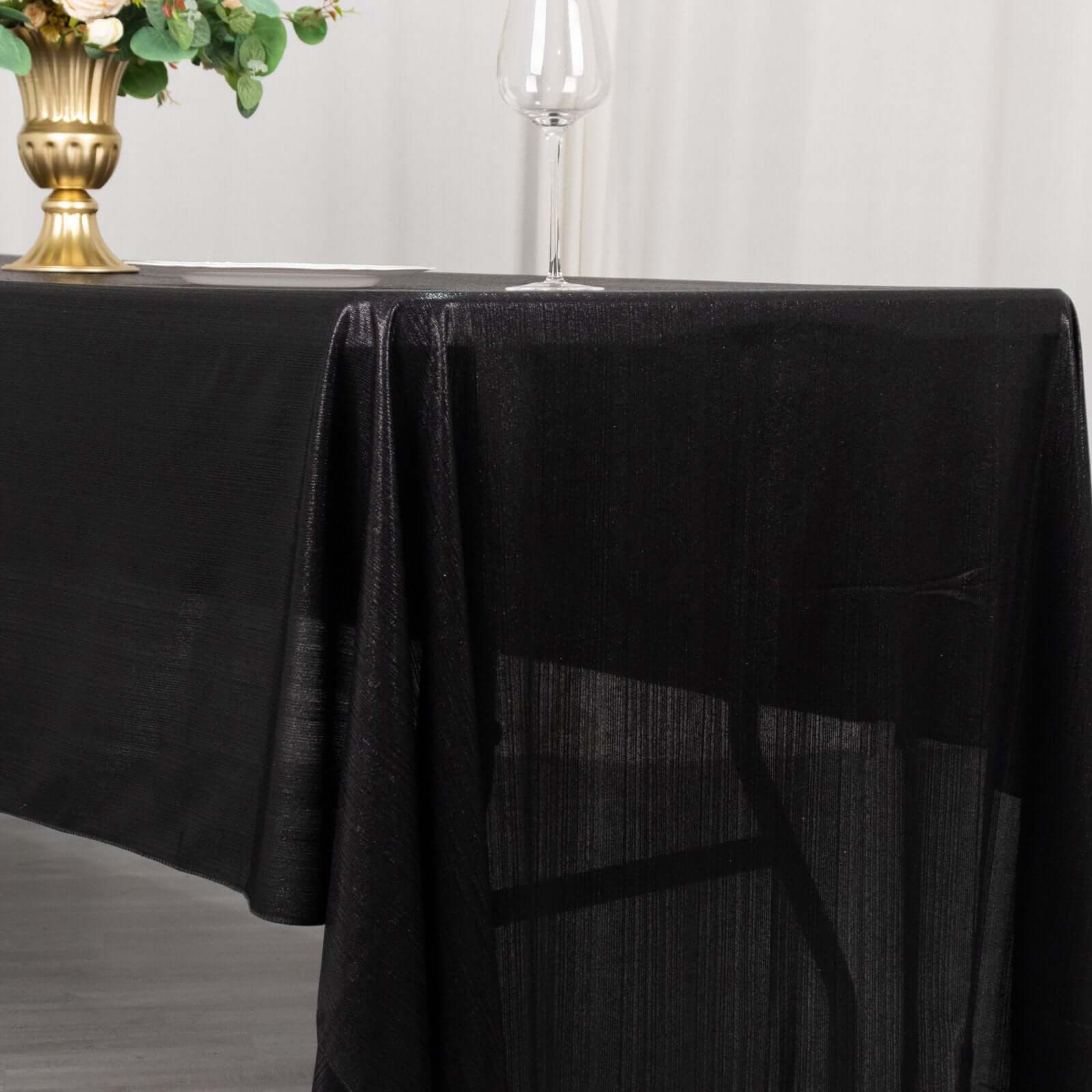 Sequin Dots Polyester 60x126 Rectangle Tablecloth Shimmering Black - Wrinkle Free & Sparkling Table Cover