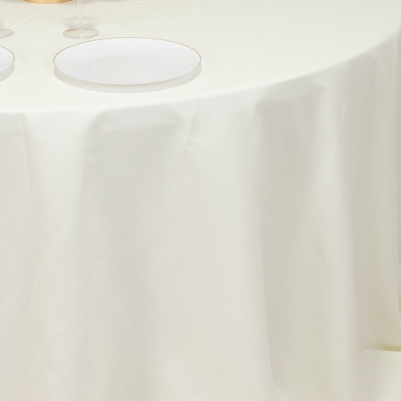 Cotton Blend 132 Round Tablecloth Ivory - Seamless Wrinkle-Resistant Table Cover