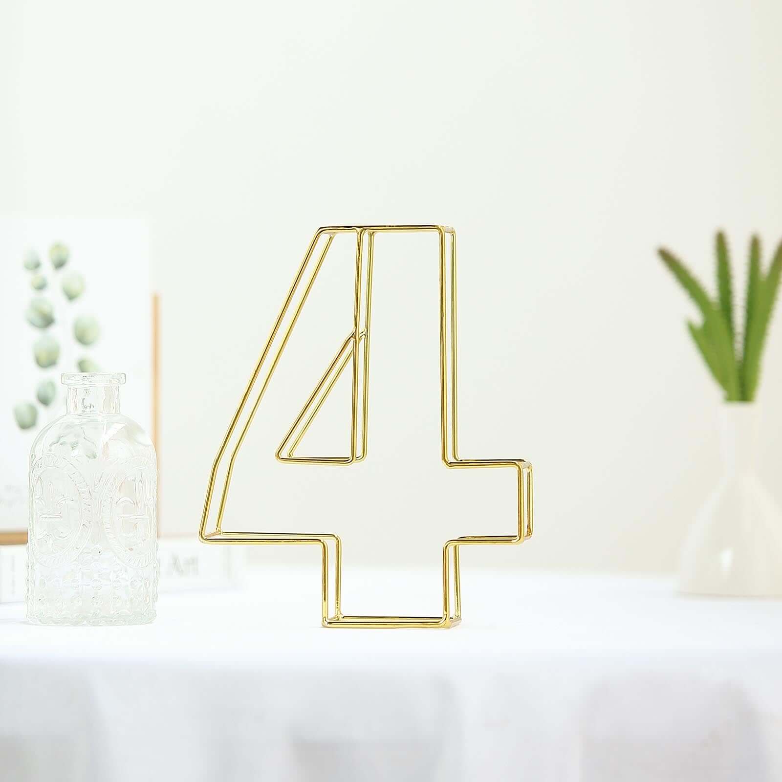 8 Tall Gold Freestanding 3D Decorative Metal Wire Numbers, Wedding Table Numbers -4