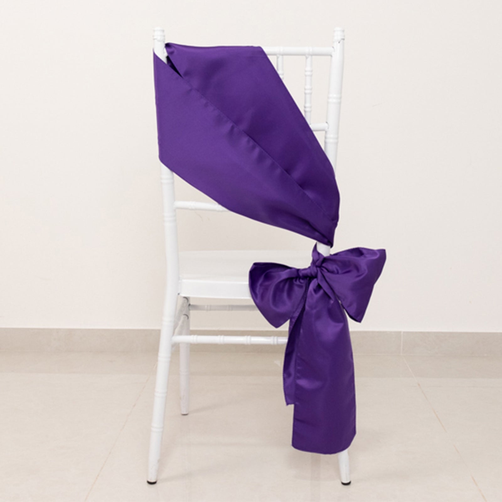 5 Pack Lamour Satin 6x106 Chair Sashes Purple - Stylish Reusable Decorative Bows