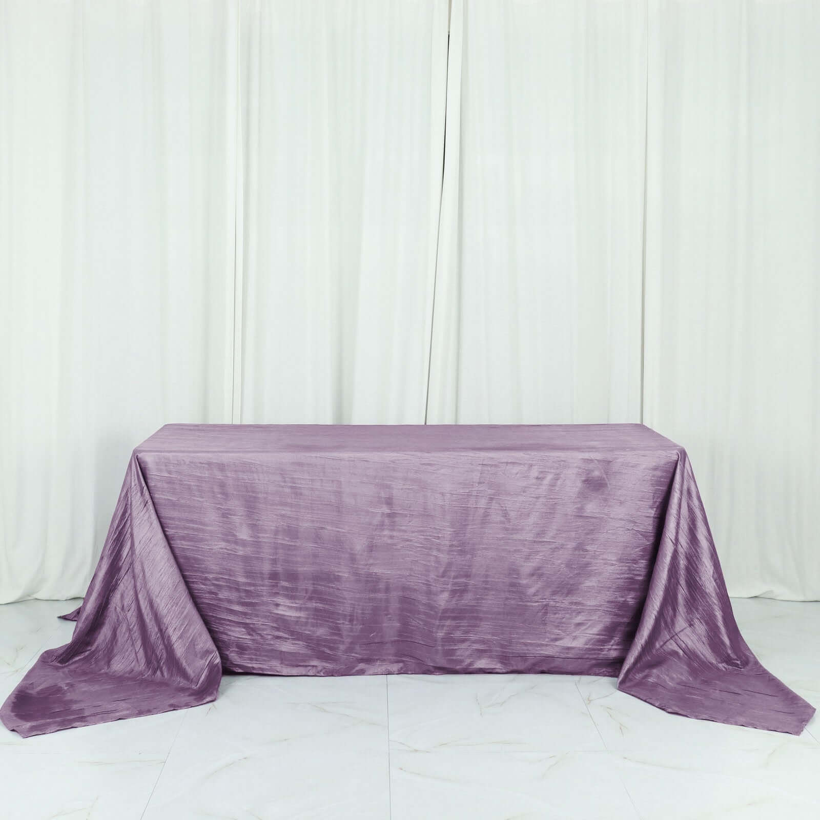 Taffeta 90x132 Rectangle Tablecloth Violet Amethyst - Seamless Accordion Crinkle Table Cover