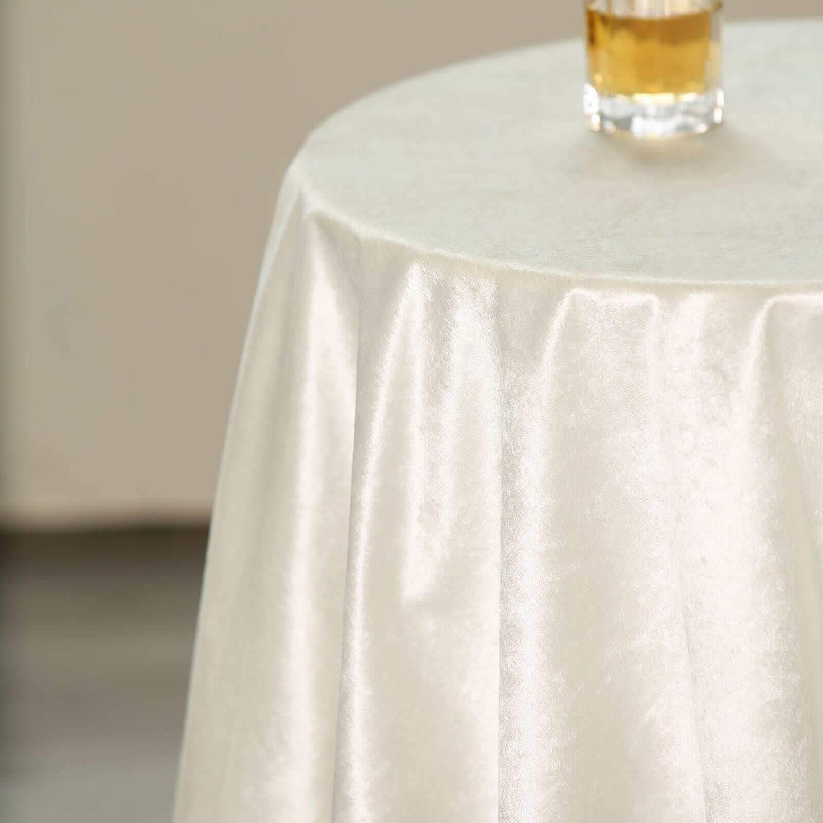 Premium Velvet 54x54 Square Tablecloth Ivory - Exquisite Soft Textured Feel Reusable Table Cover