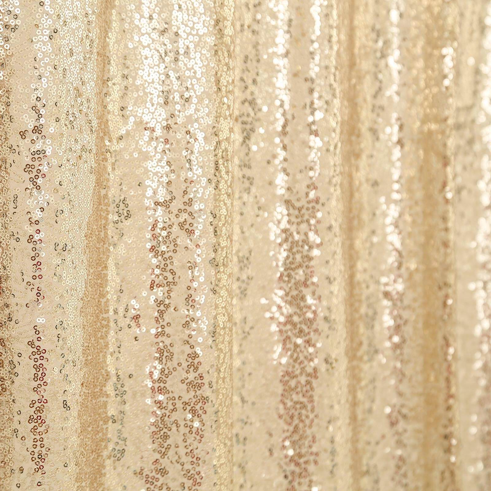 8ftx8ft Champagne Sequin Event Curtain Drapes, Backdrop Event Panel