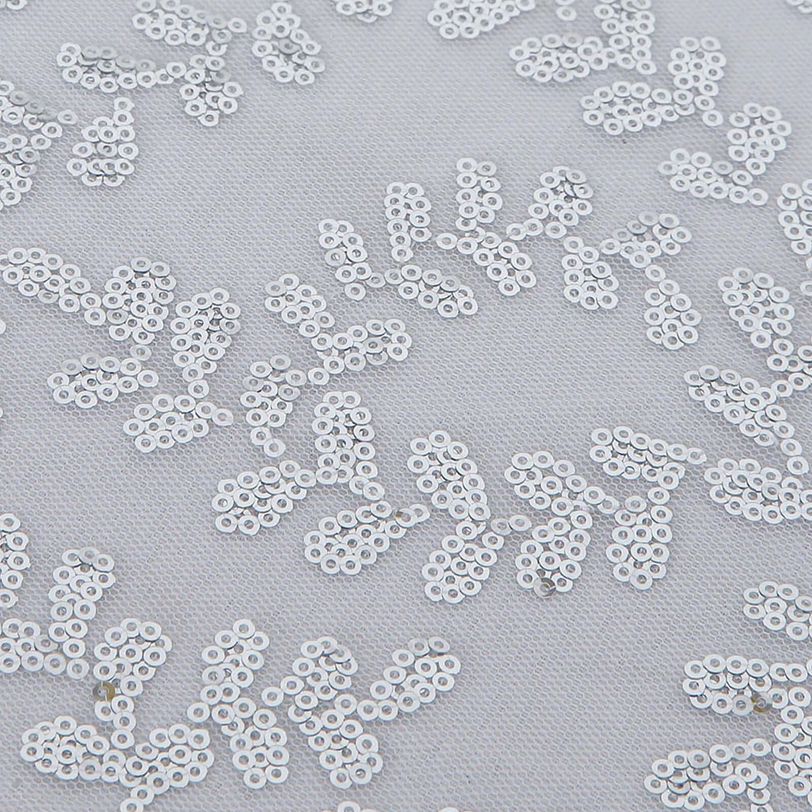 Tulle 72x72 Table Overlay Square Tablecloth Silver - Sequin Leaf Embroidered Table Topper