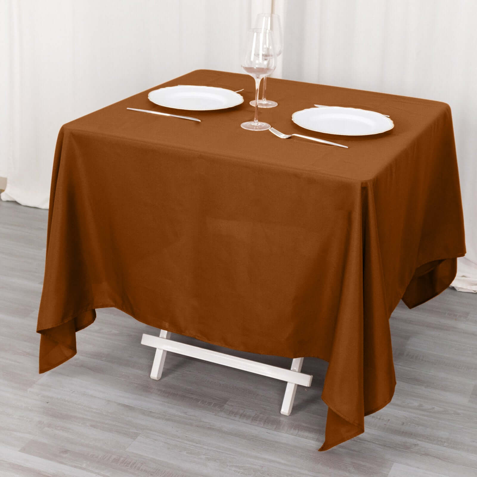 Polyester Square 70x70 Tablecloth Cinnamon Brown - Wrinkle-Resistant & Durable Table Cover