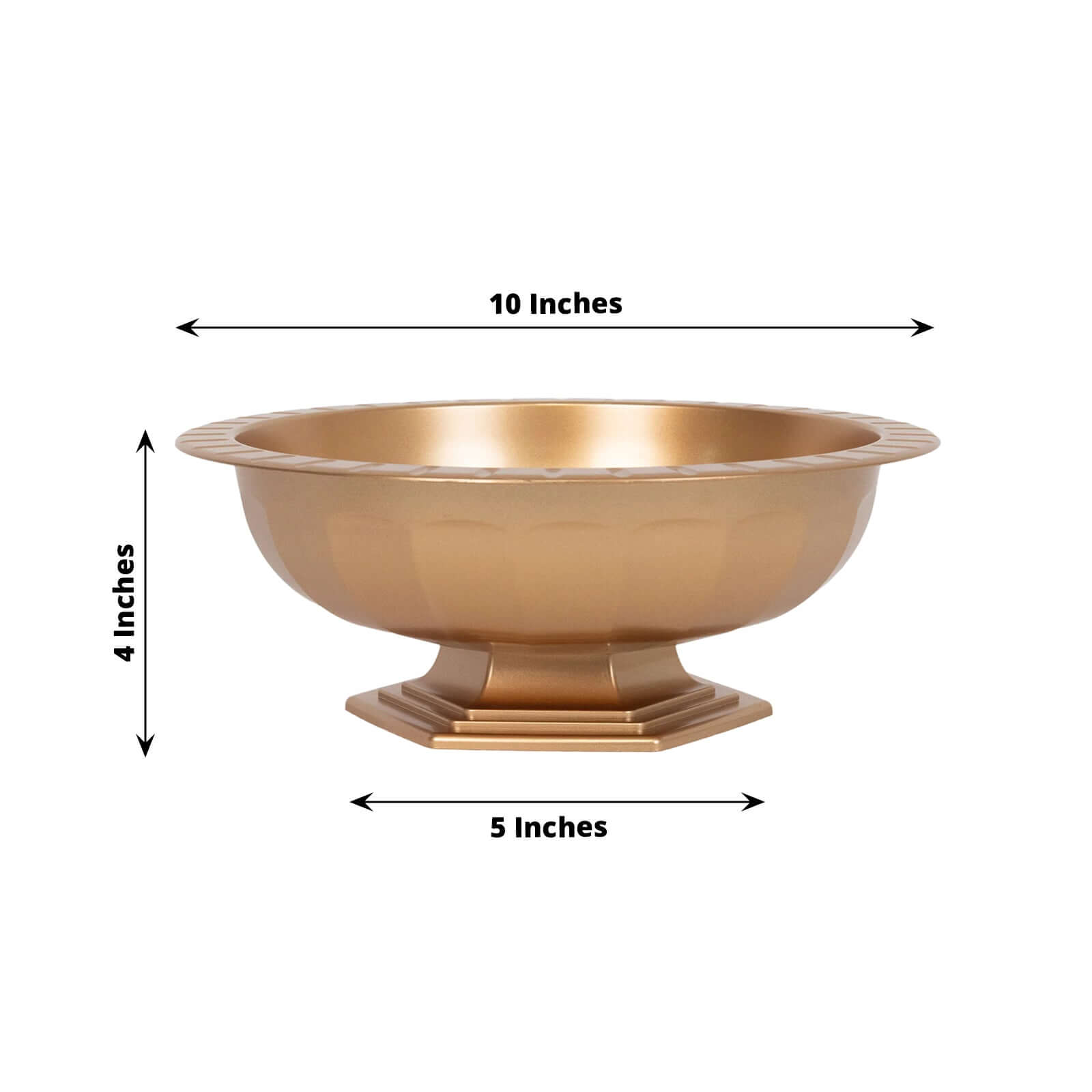 3-Pack Plastic Footed Compote Bowl Flower Vases Roman Style Gold - Round Decorative Pedestal Table Centerpieces 10