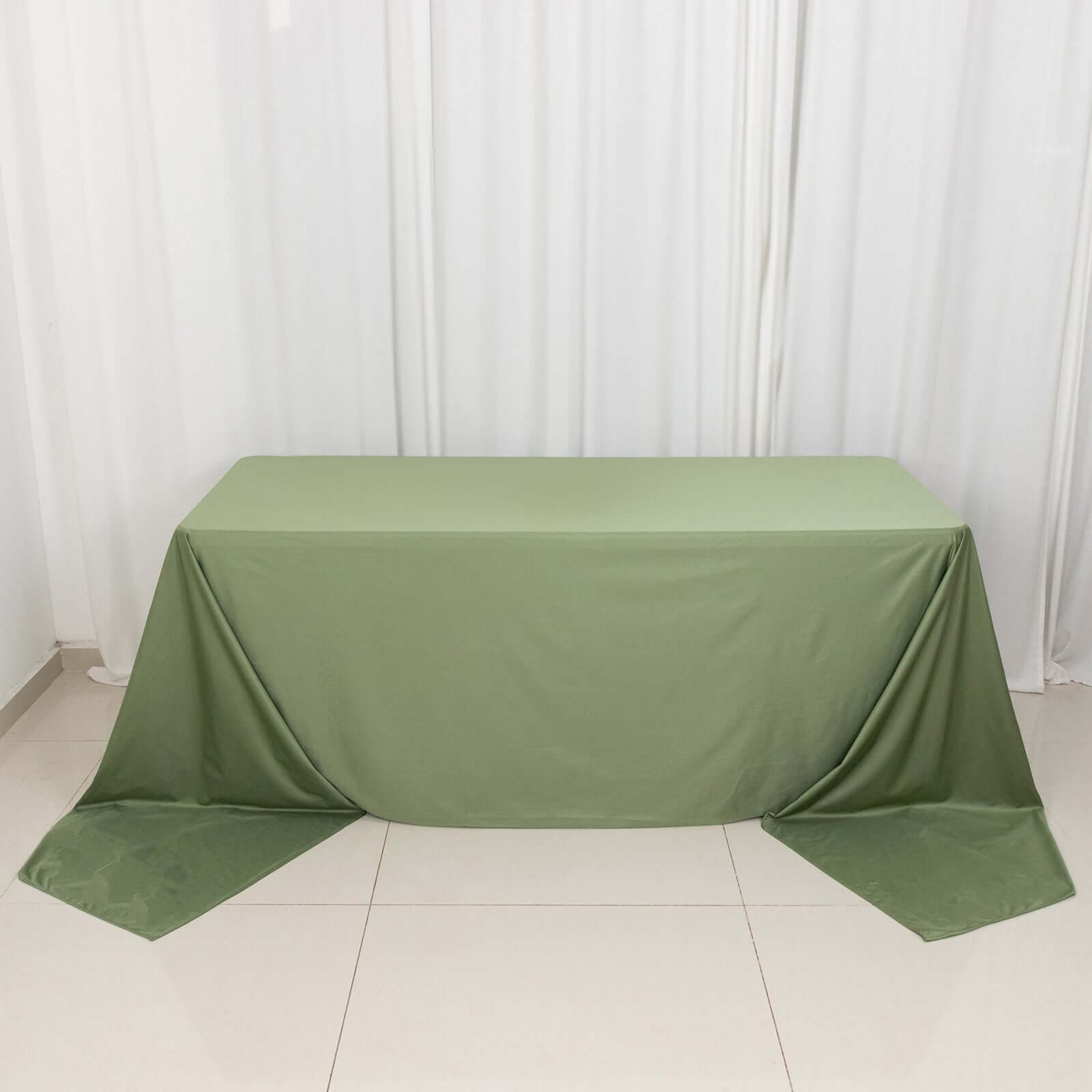 Premium Scuba Rectangular 90x156 Tablecloth Dusty Sage Green - Wrinkle Free, Stain Resistant & Seamless Table Cover