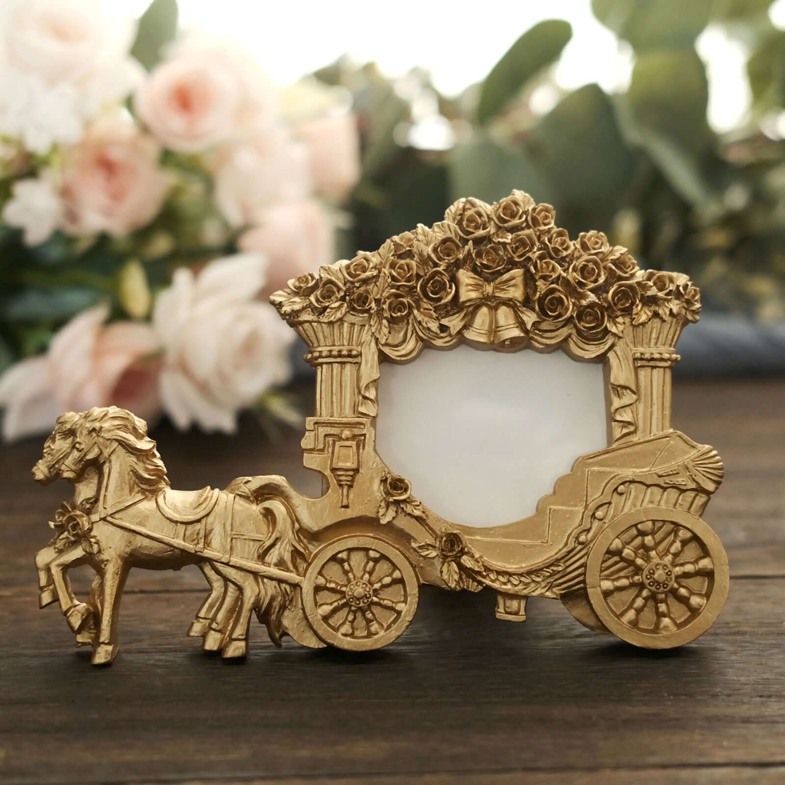 Picture Frame Resin Horse Carriage Design Gold - European Style Place Card Holder & Wedding Party Favor 7