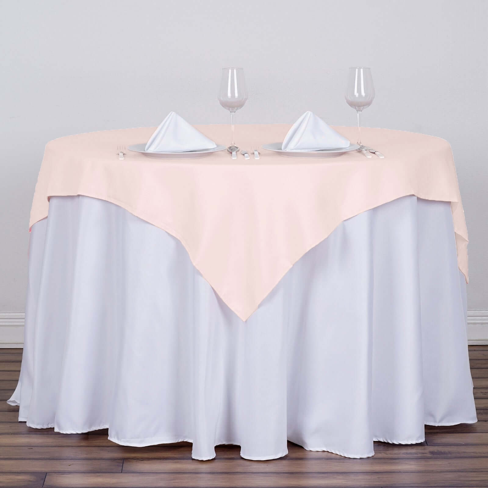 Polyester 54x54 Table Overlay Square Tablecloth Blush - Wrinkle-Resistant & Durable Table Cover