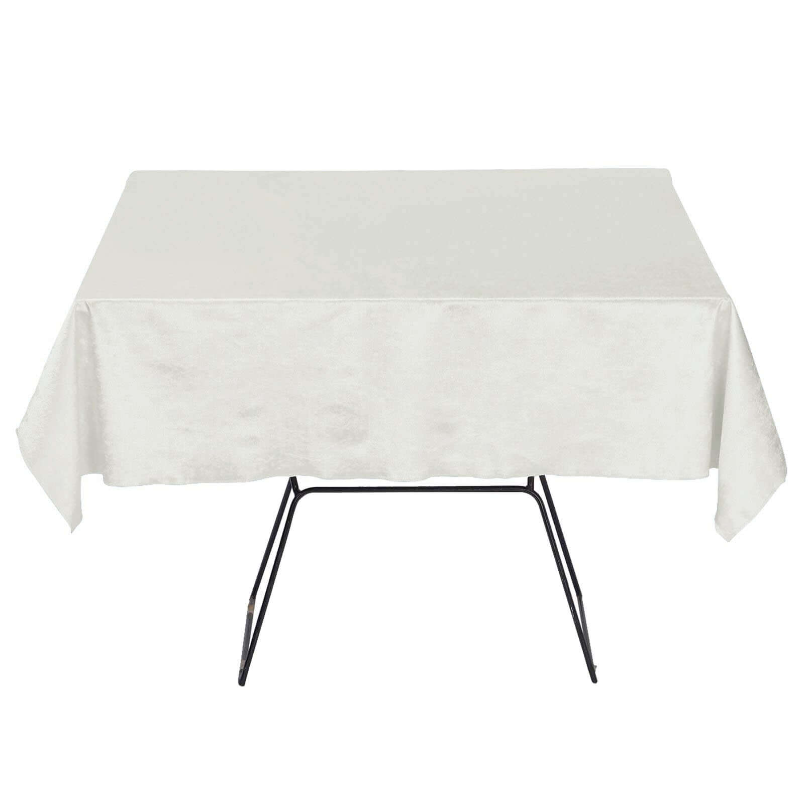 Premium Velvet 54x54 Square Tablecloth Ivory - Exquisite Soft Textured Feel Reusable Table Cover