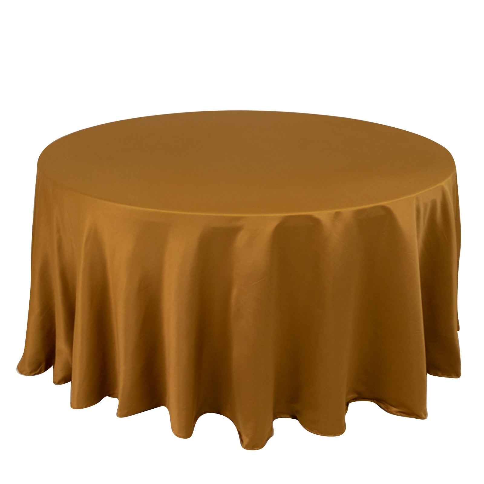 Lamour Satin 120 Round Tablecloth Gold - Seamless Table Cover with Soft Tempered Sheen for Upscale Gatherings