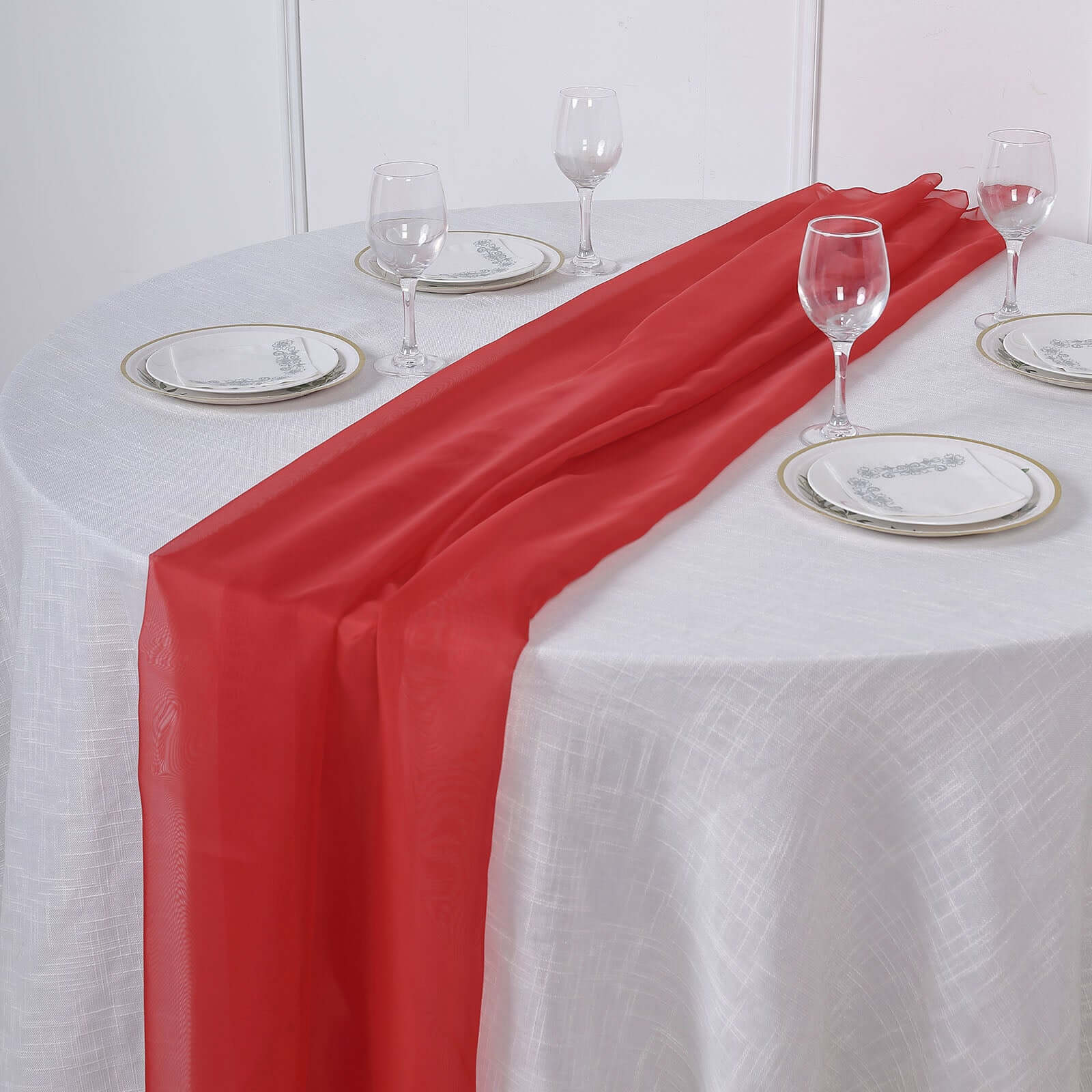 Premium Chiffon 6ft Table Runner Red - Flowy & Lightweight Table Decor