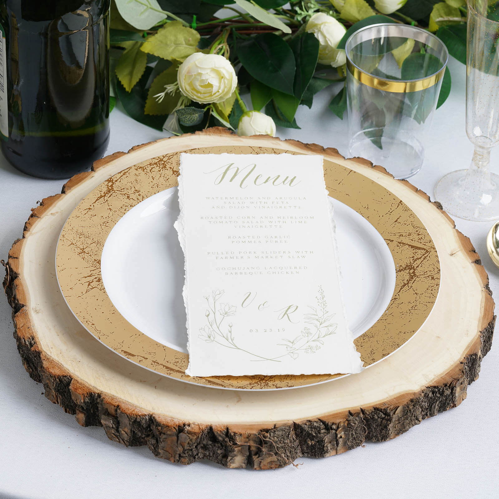 15 Dia Natural Wood Charger Plates With Bark Edge Wood Slice Chargers Rustic Wedding Table Settings