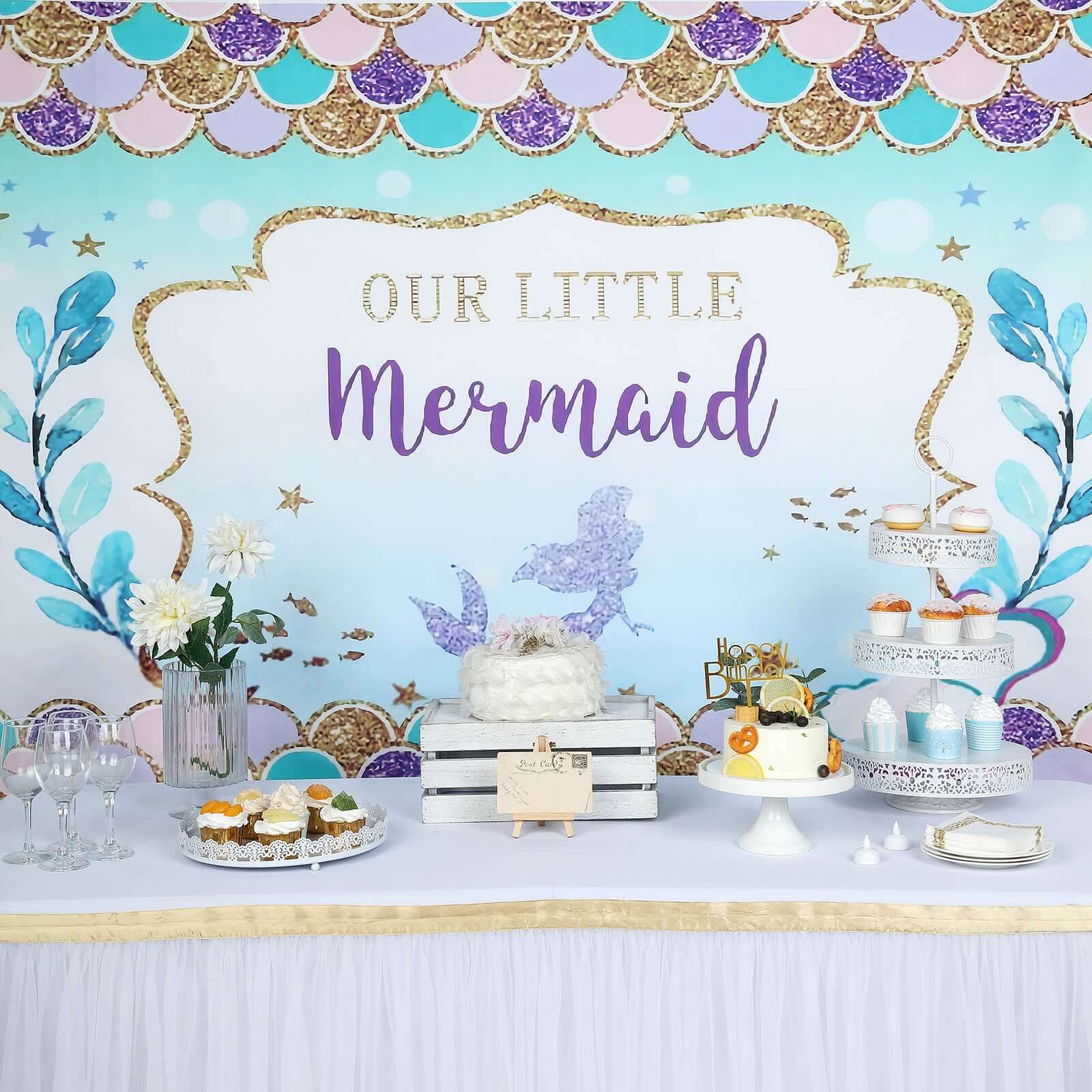 5ftx7ft Our Little Mermaid Print Vinyl Photo Shoot Backdrop