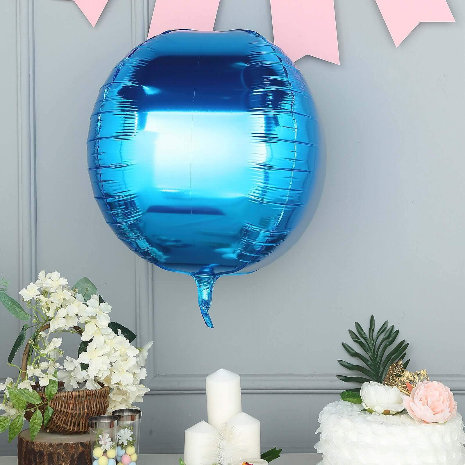 2 Pack 18 4D Royal Blue Sphere Mylar Foil Helium or Air Balloons