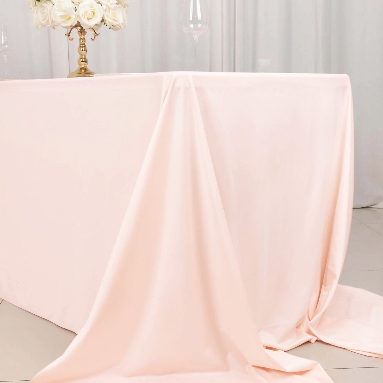 Premium Scuba Rectangular 90x156 Tablecloth Blush - Wrinkle Free, Stain Resistant & Seamless Table Cover