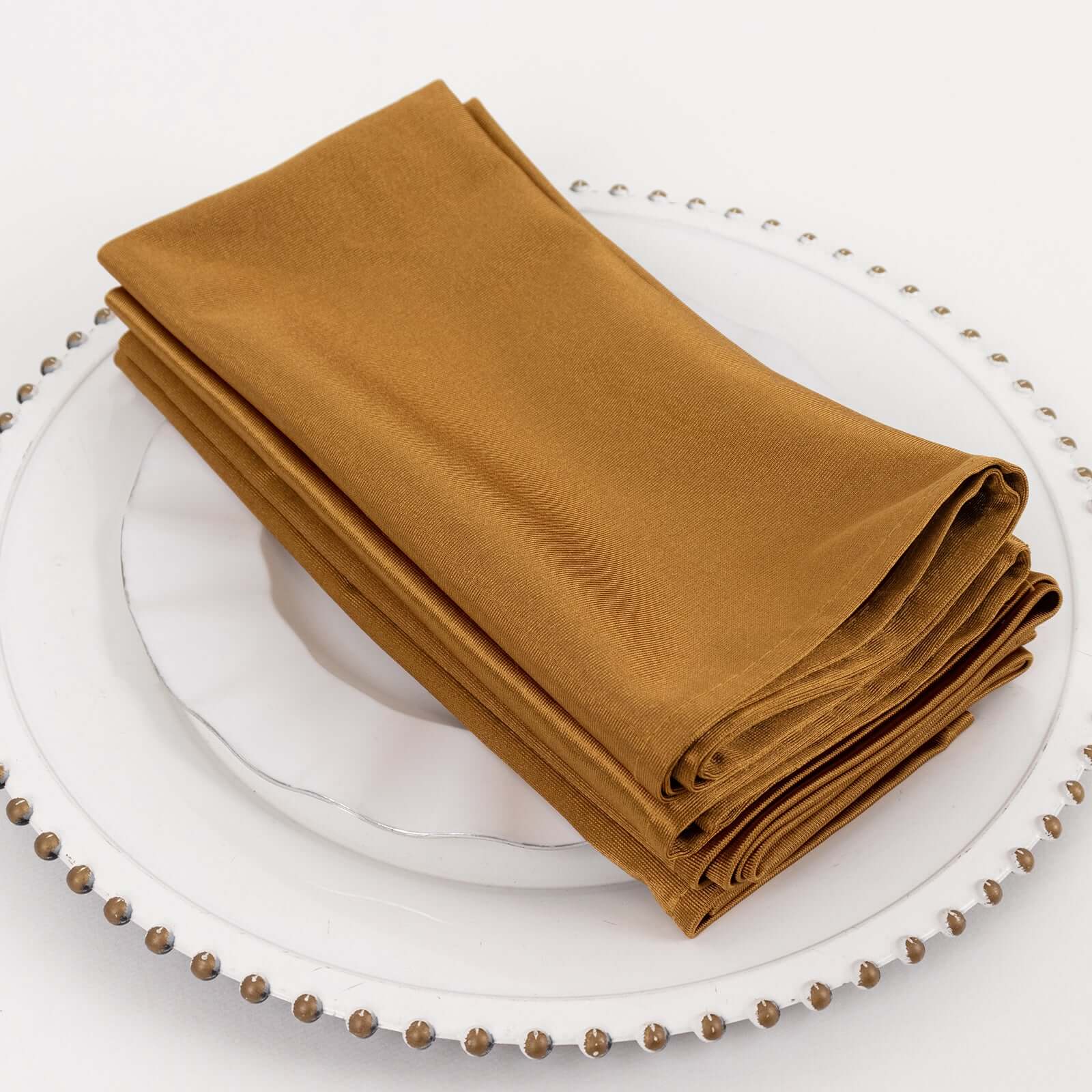 5 Pack Premium Scuba 20x20 Napkins Shimmer Gold - Dazzling Cloth Napkins for Casual or Fine Dining