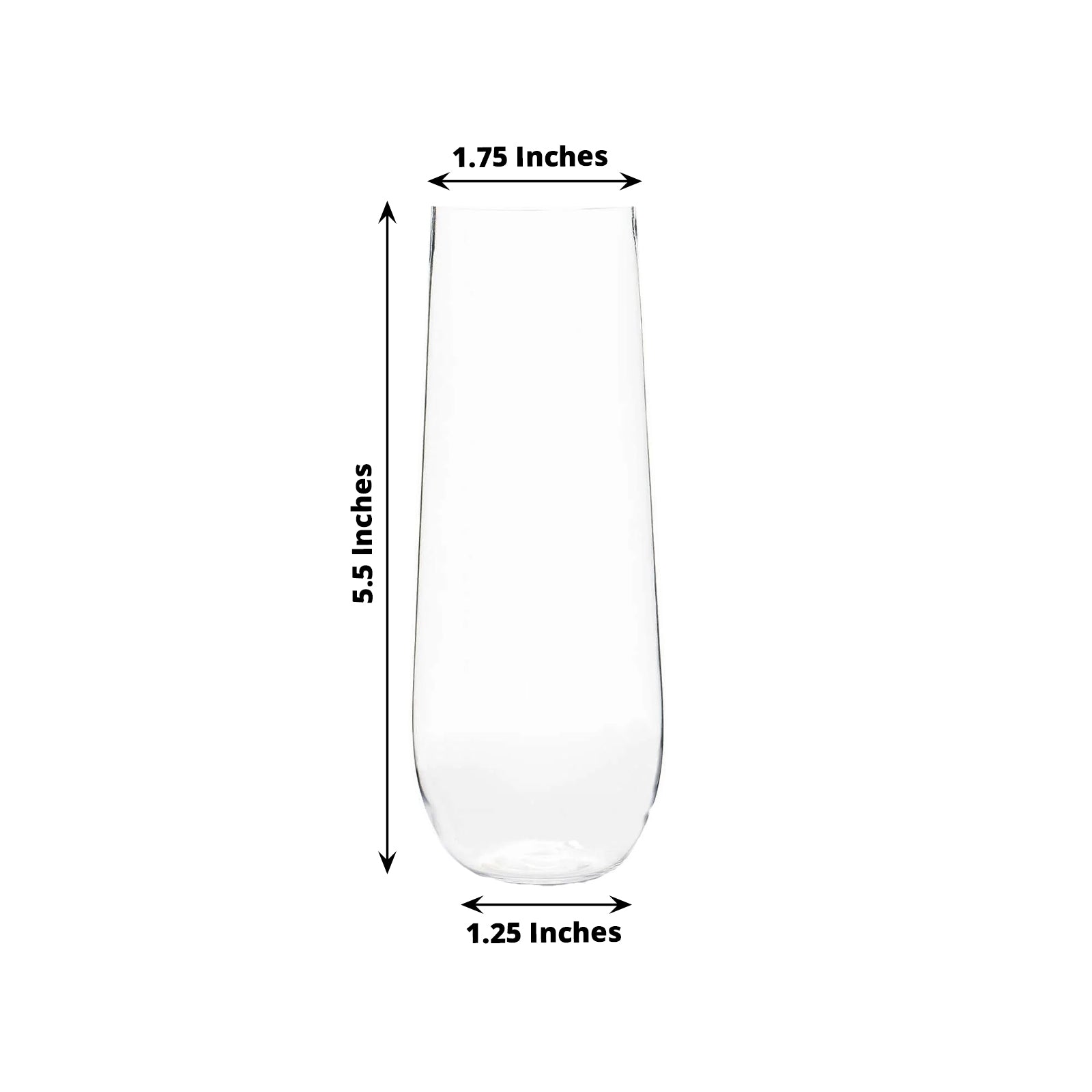 6-Pack Plastic Stemless Glasses Clear Champagne Flute Design - Reusable for Champagne 9oz