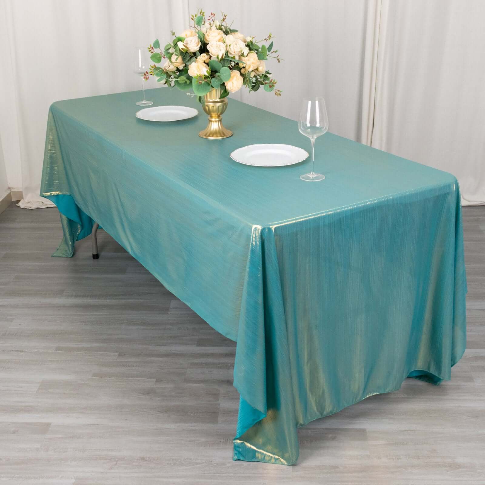 Sequin Dots Polyester 60x126 Rectangle Tablecloth Shimmering Turquoise - Wrinkle Free & Sparkling Table Cover