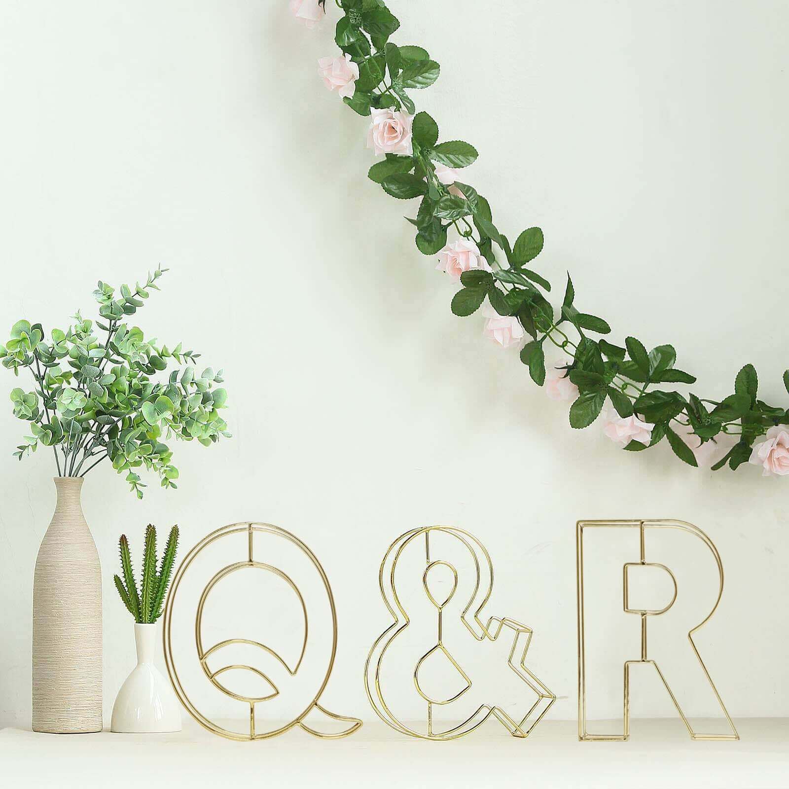 8 Tall Gold Freestanding 3D Decorative Wire Letter, Wedding Centerpiece - R