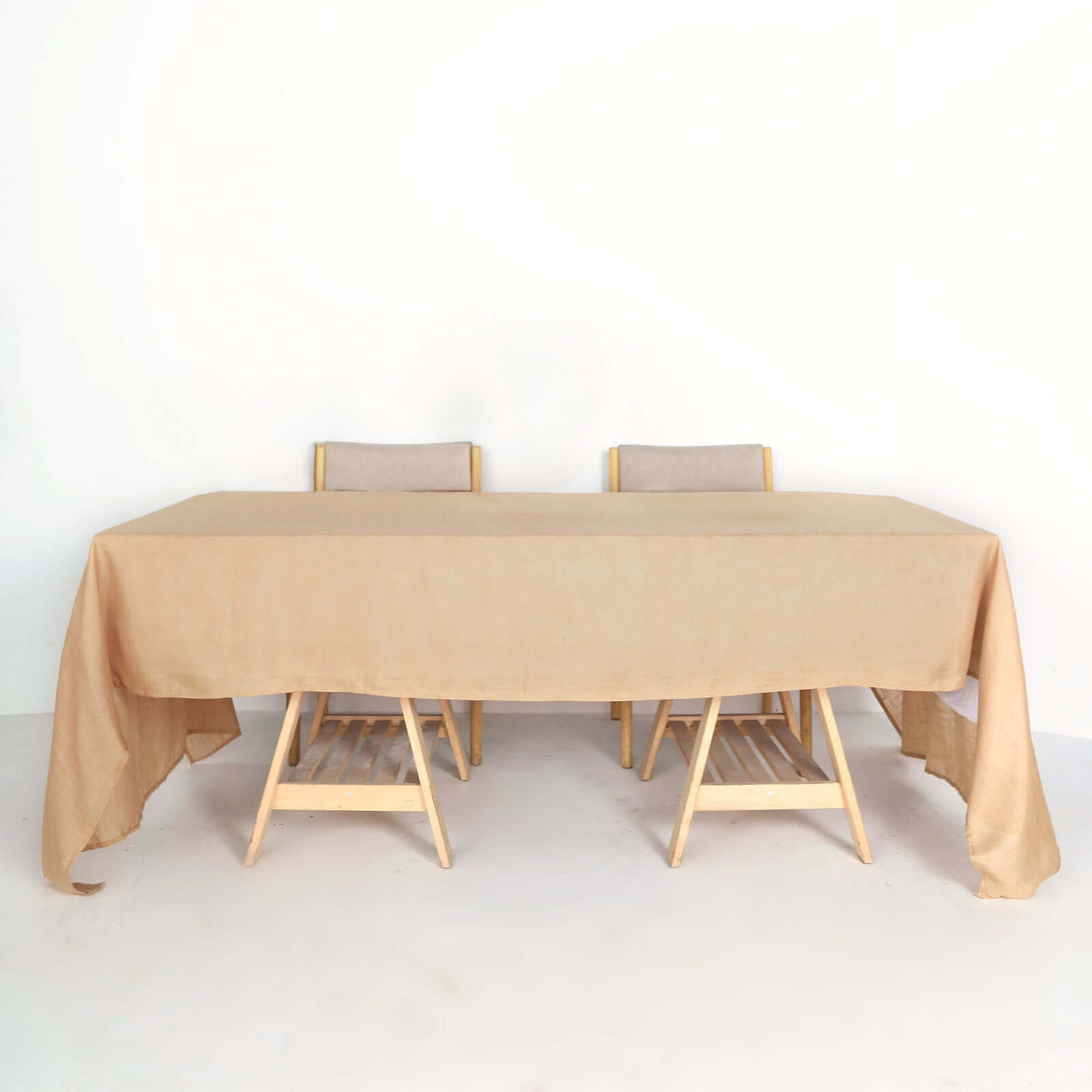 Faux Linen 60x126 Rectangular Tablecloth Natural - Slubby Textured & Wrinkle Resistant for Weddings and Special Events