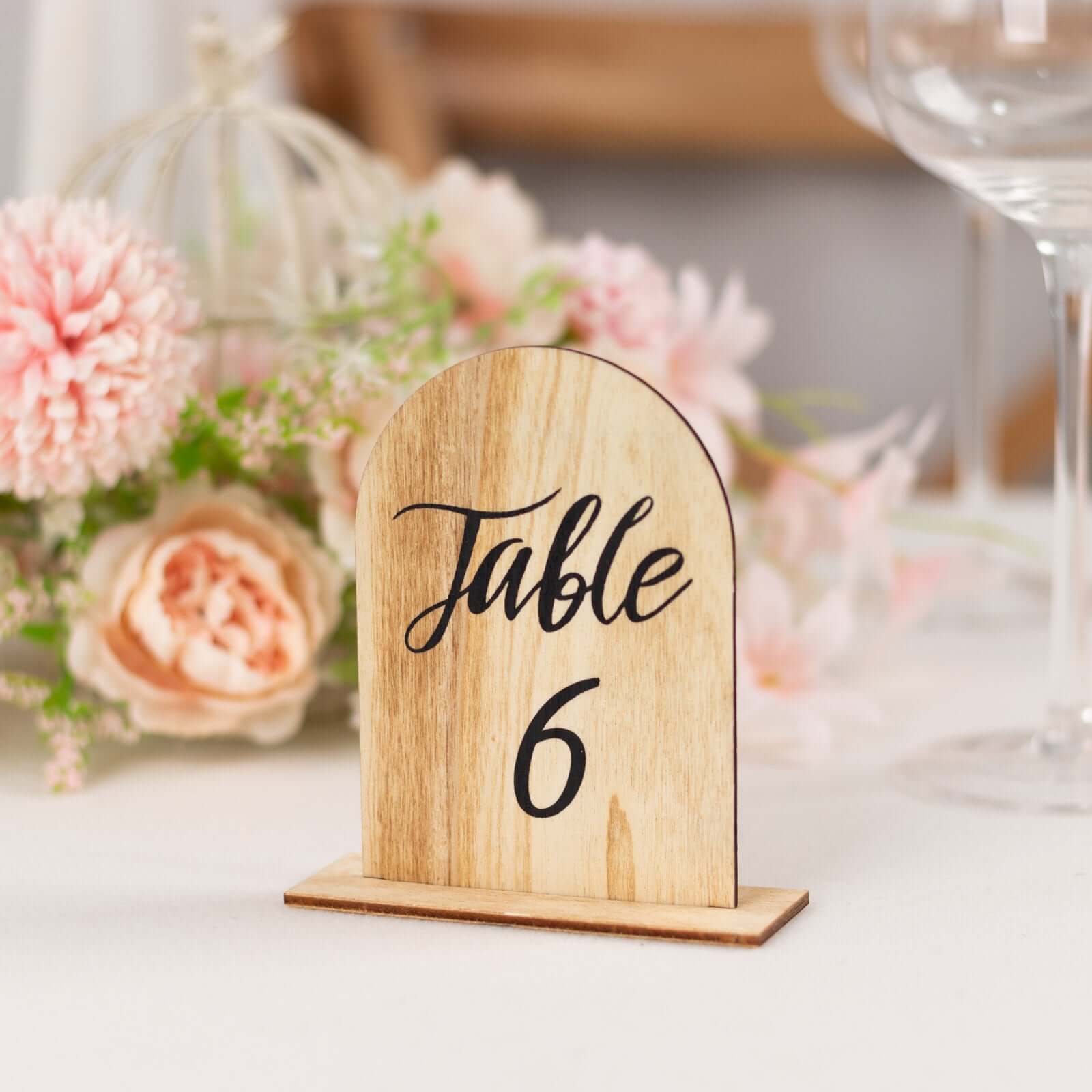 20-Pack Natural Wooden Table Numbers 1-20 Rustic Arch Design with Removable Base - Ideal for Banquets and Receptions 4.5