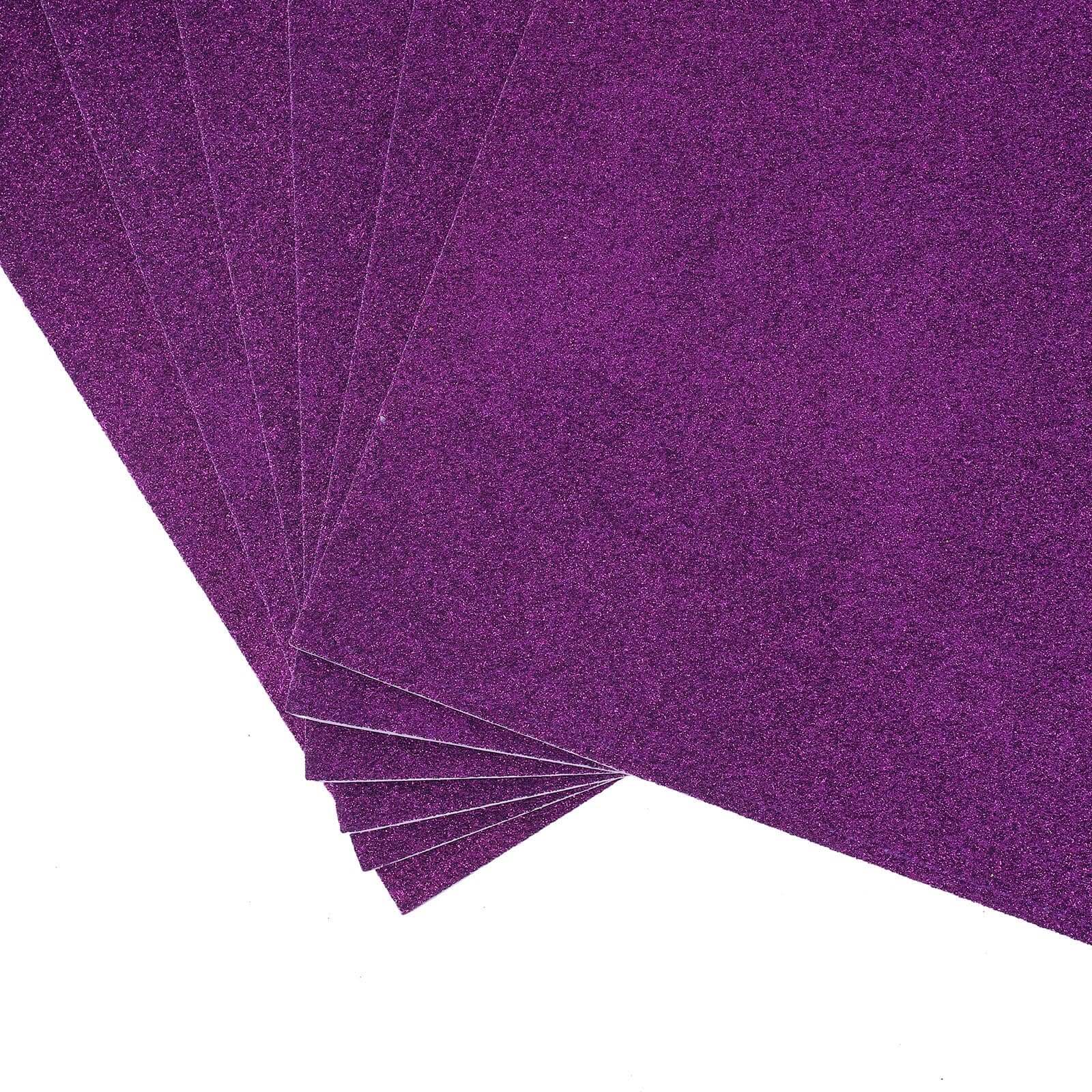 10 Pack Purple Self-Adhesive Glitter DIY Craft Foam Sheets - 12x10