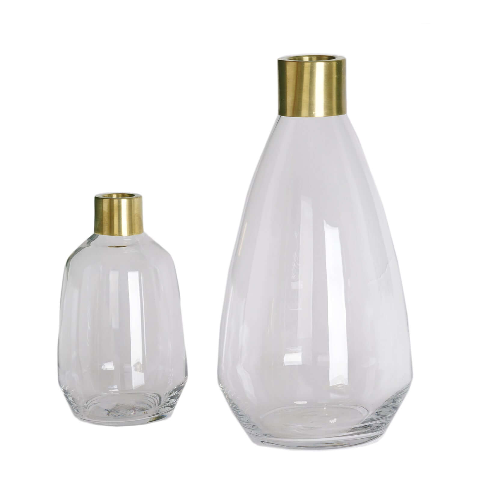 2-Pack Glass Flower Vases Teardrop Design Clear with Gold Metal Top - Stylish Event Table Centerpieces 14