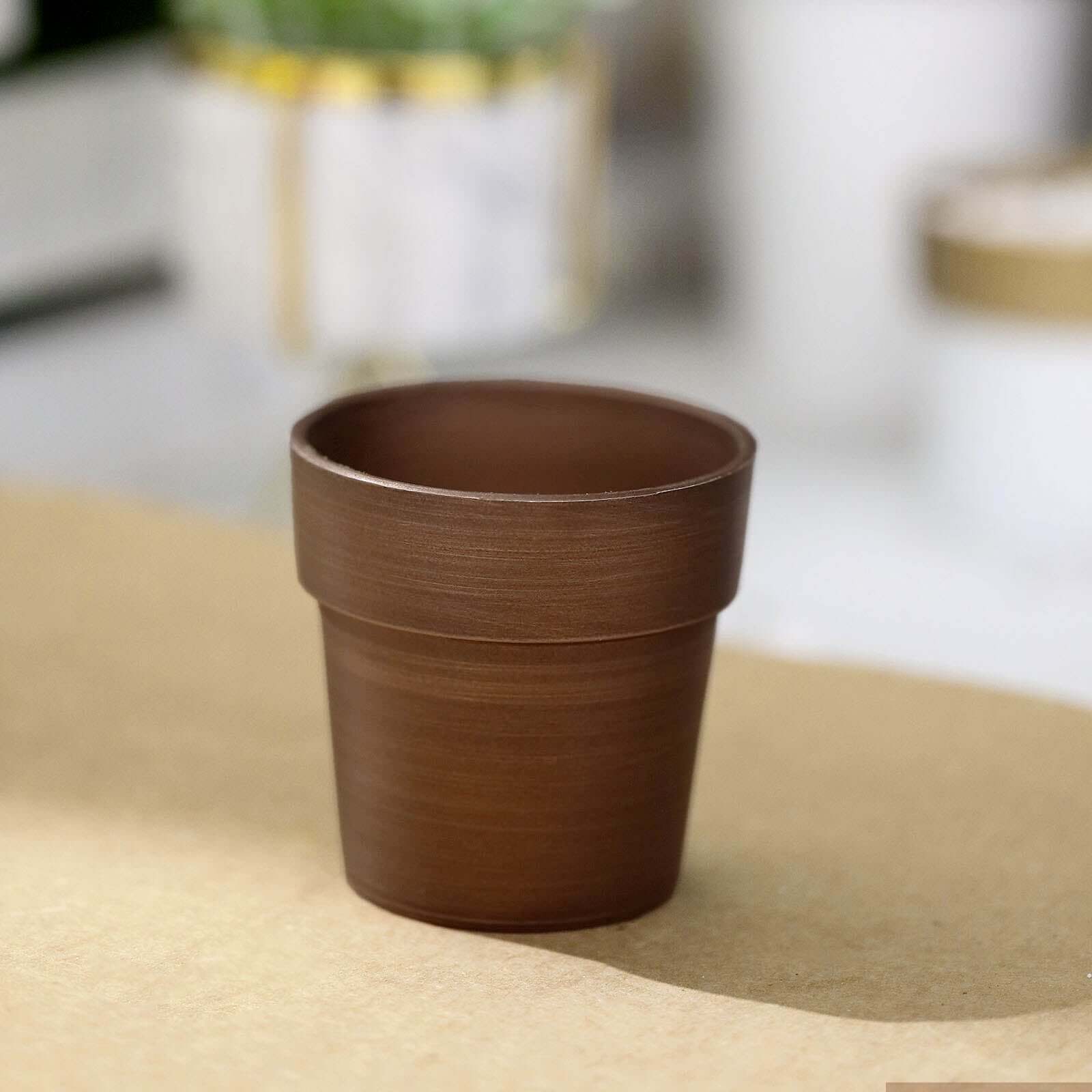 3-Pack Flower Plant Pots Small Design Rustic Brown - Plastic Indoor Decorative Planters 3