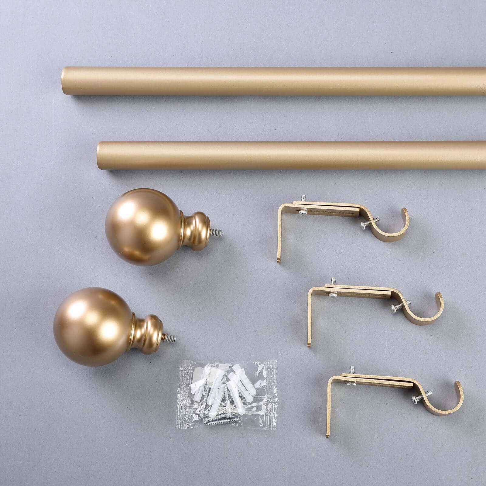 42-126 Adjustable Curtain Rod Set, Gold, Round Finials