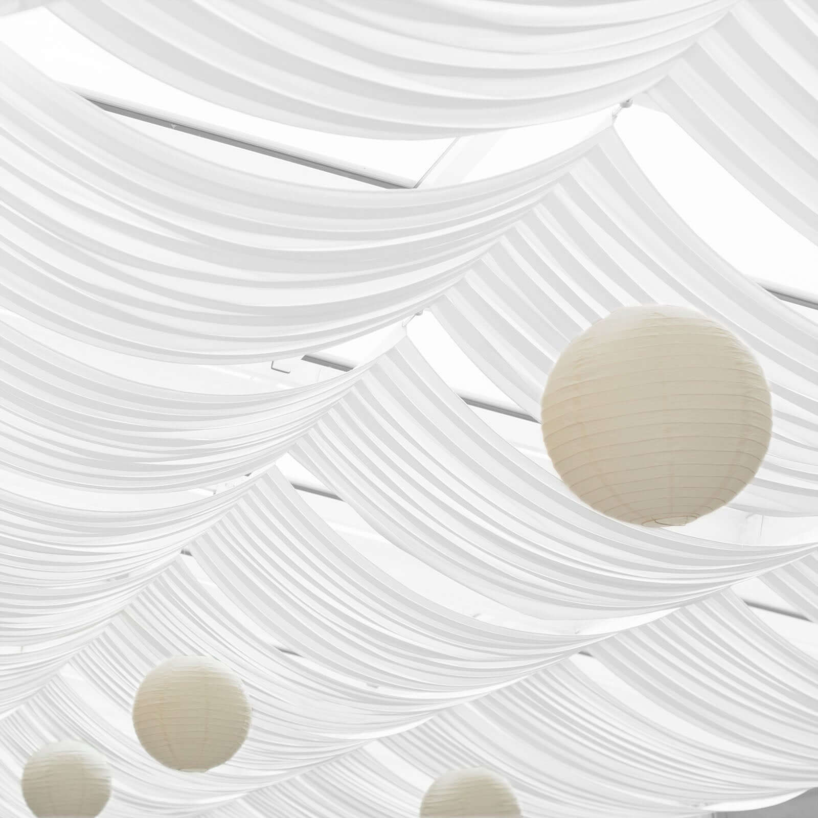 White Scuba Polyester Ceiling Drape Backdrop Curtain Panel, Commercial Grade Fire Retardant Wrinkle Free Draping Fabric With Rod Pockets - 5ftx20ft