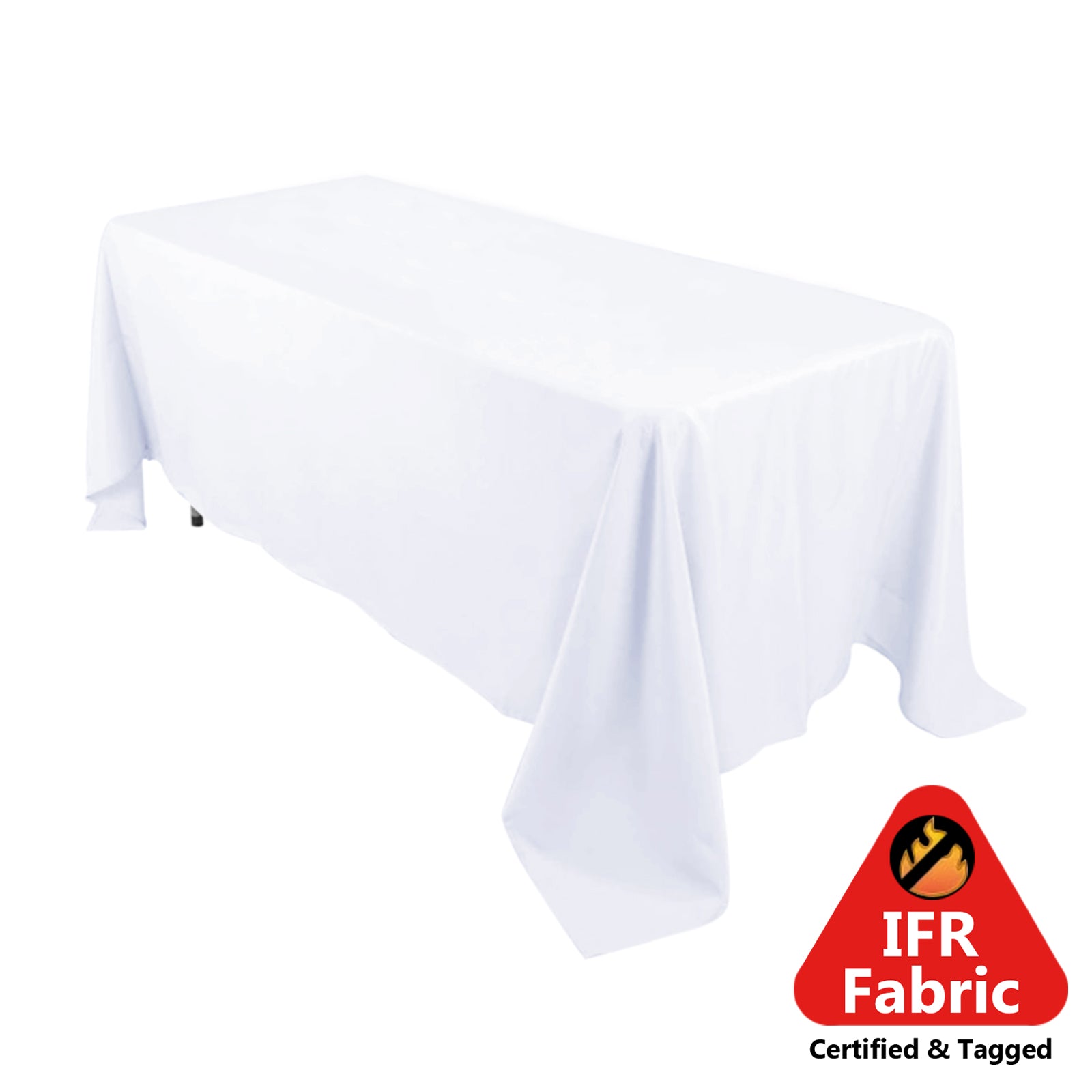 Fire Retardant Premium Polyester 72x120 Rectangular Tablecloth White - Stylish High-Performance Table Cover for Large Gatherings