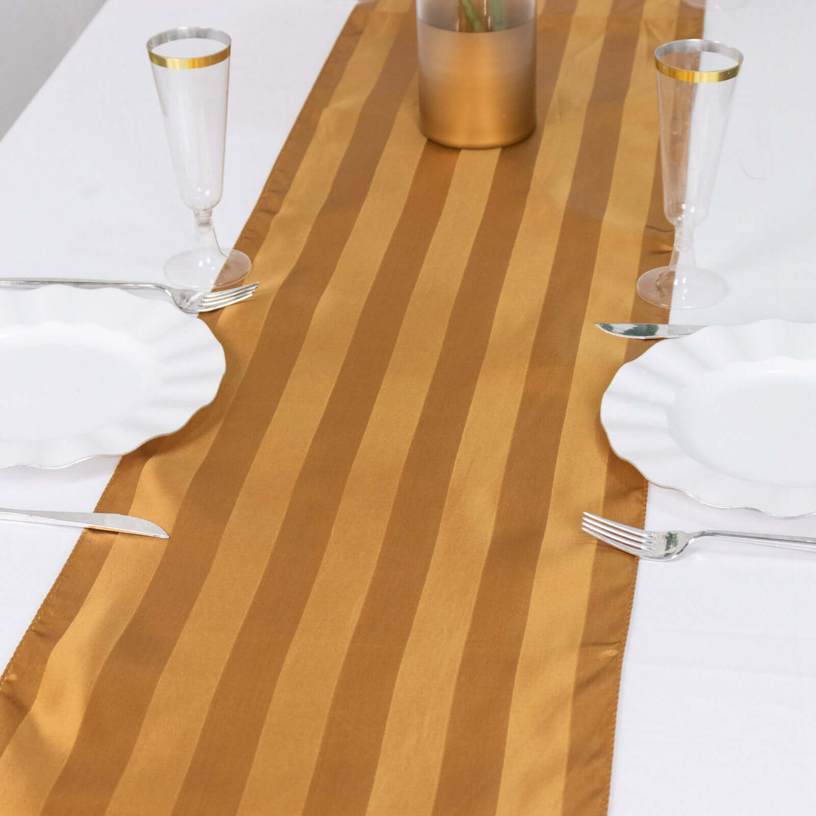 Satin 12x108 Table Runner Gold - Stripe Table Decor