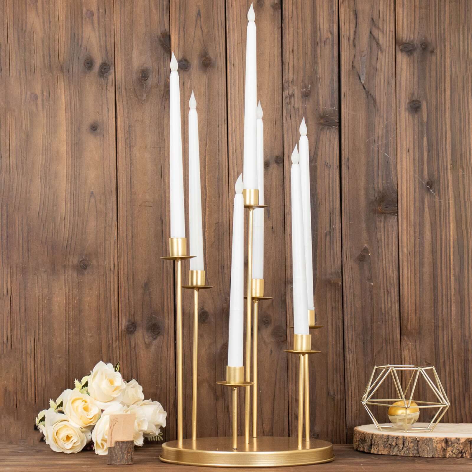 Cluster Candelabra Taper Candle Holder 7-Arm Gold Metal Wedding Centerpiece - Table Decor 15