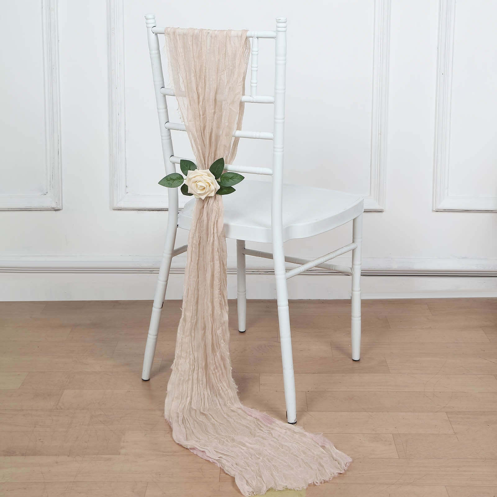 5 Pack Cheesecloth Gauze 16x88 Chair Sashes Nude Beige - Boho Chair Decorations