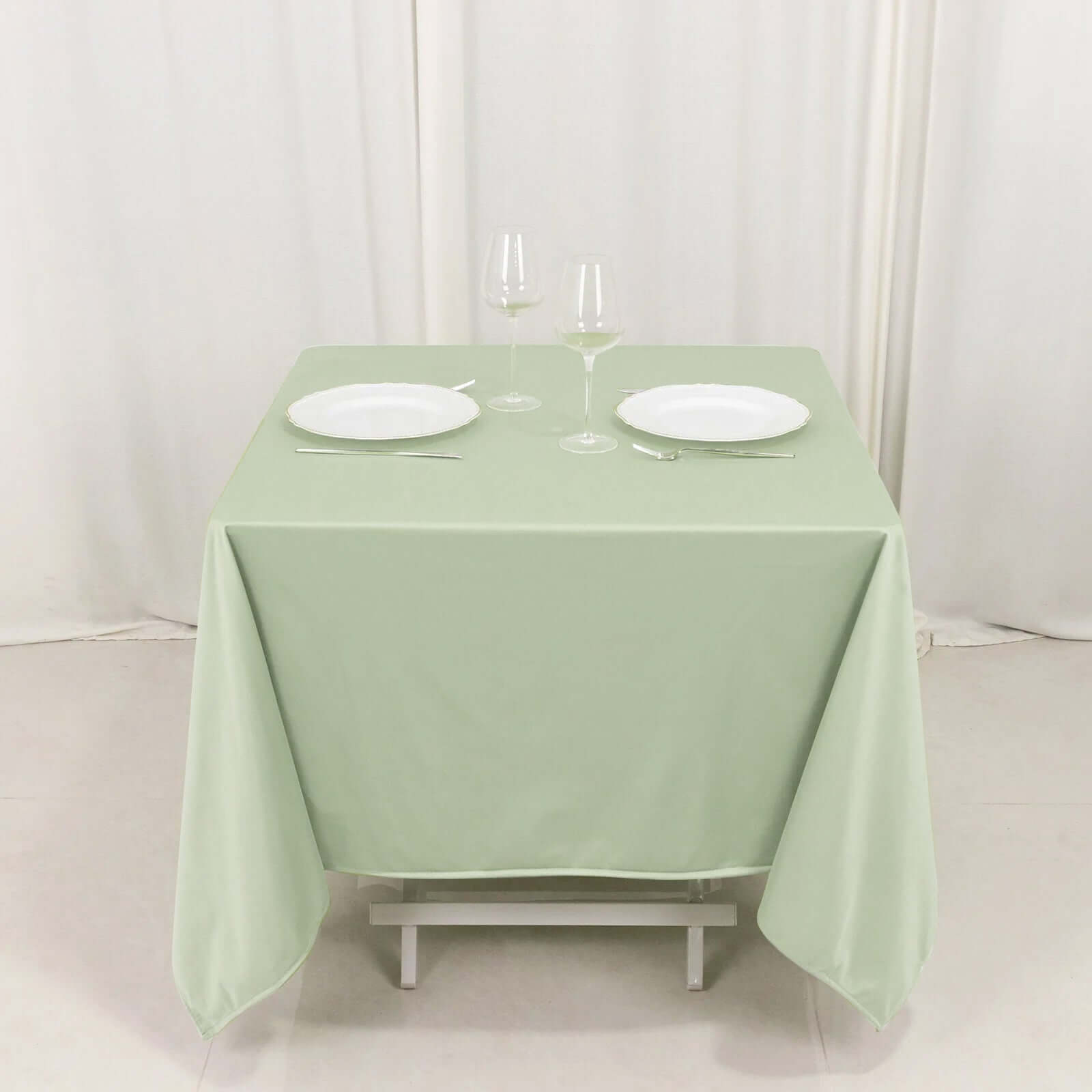 Premium Scuba Square 70x70 Tablecloth Sage Green - Wrinkle Free & Stain Resistant Table Cover