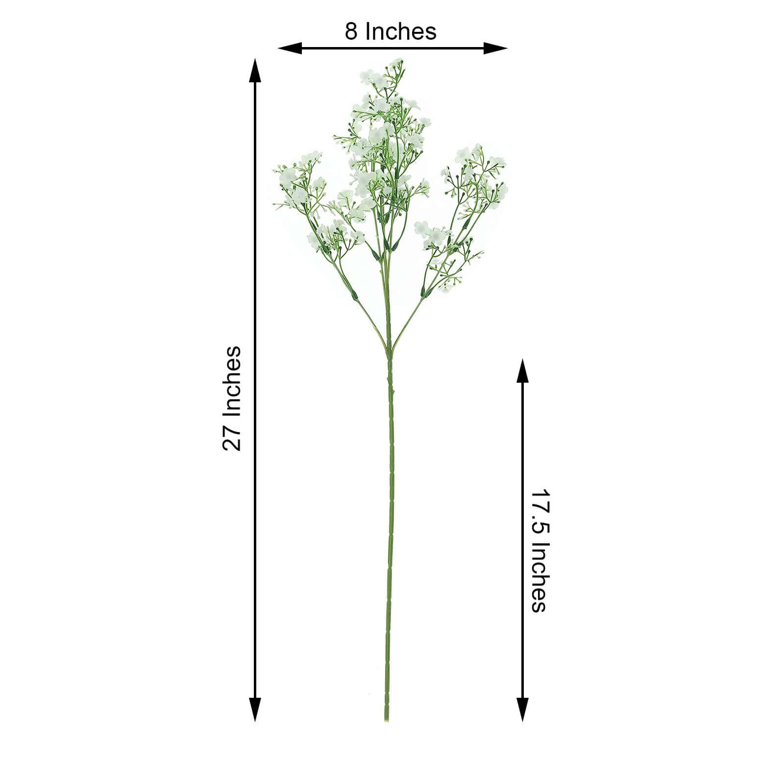 4 Stems 27 White Artificial Silk Babys Breath Gypsophila Flowers