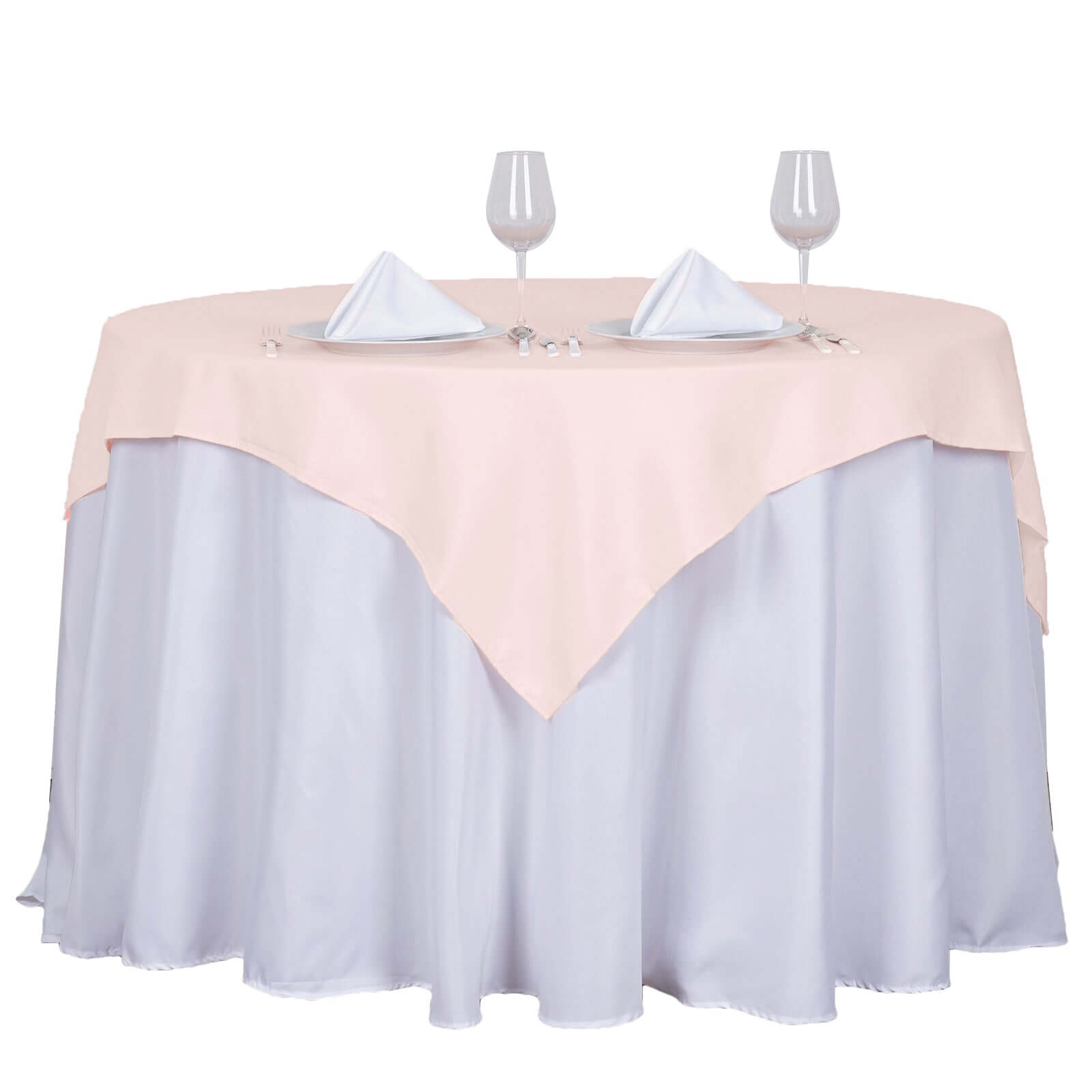 Polyester 54x54 Table Overlay Square Tablecloth Blush - Wrinkle-Resistant & Durable Table Cover