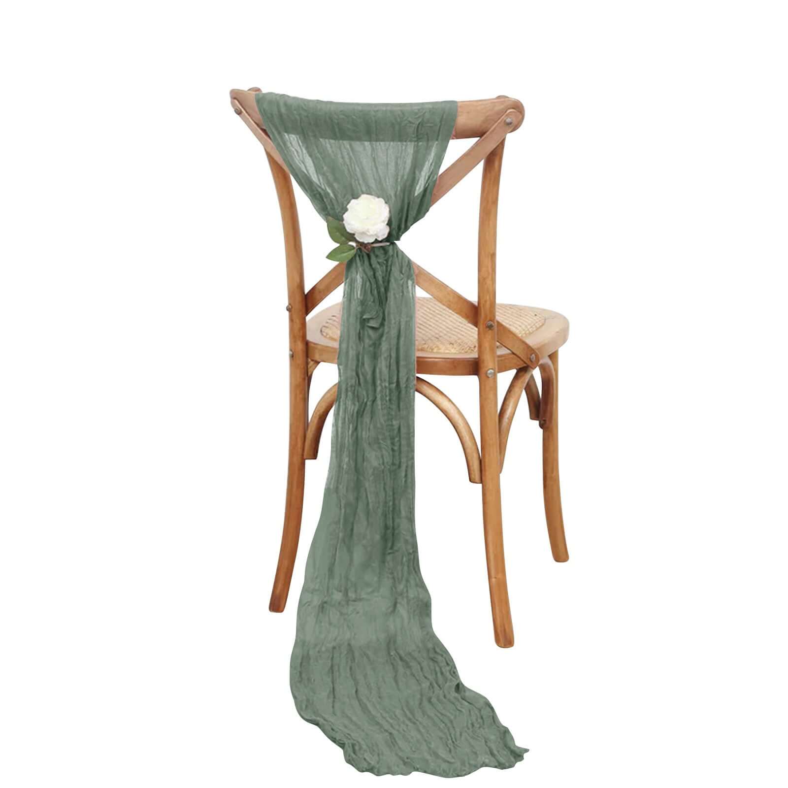 5 Pack Cheesecloth Gauze 16x88 Chair Sashes Dusty Sage Green - Boho Chair Decorations